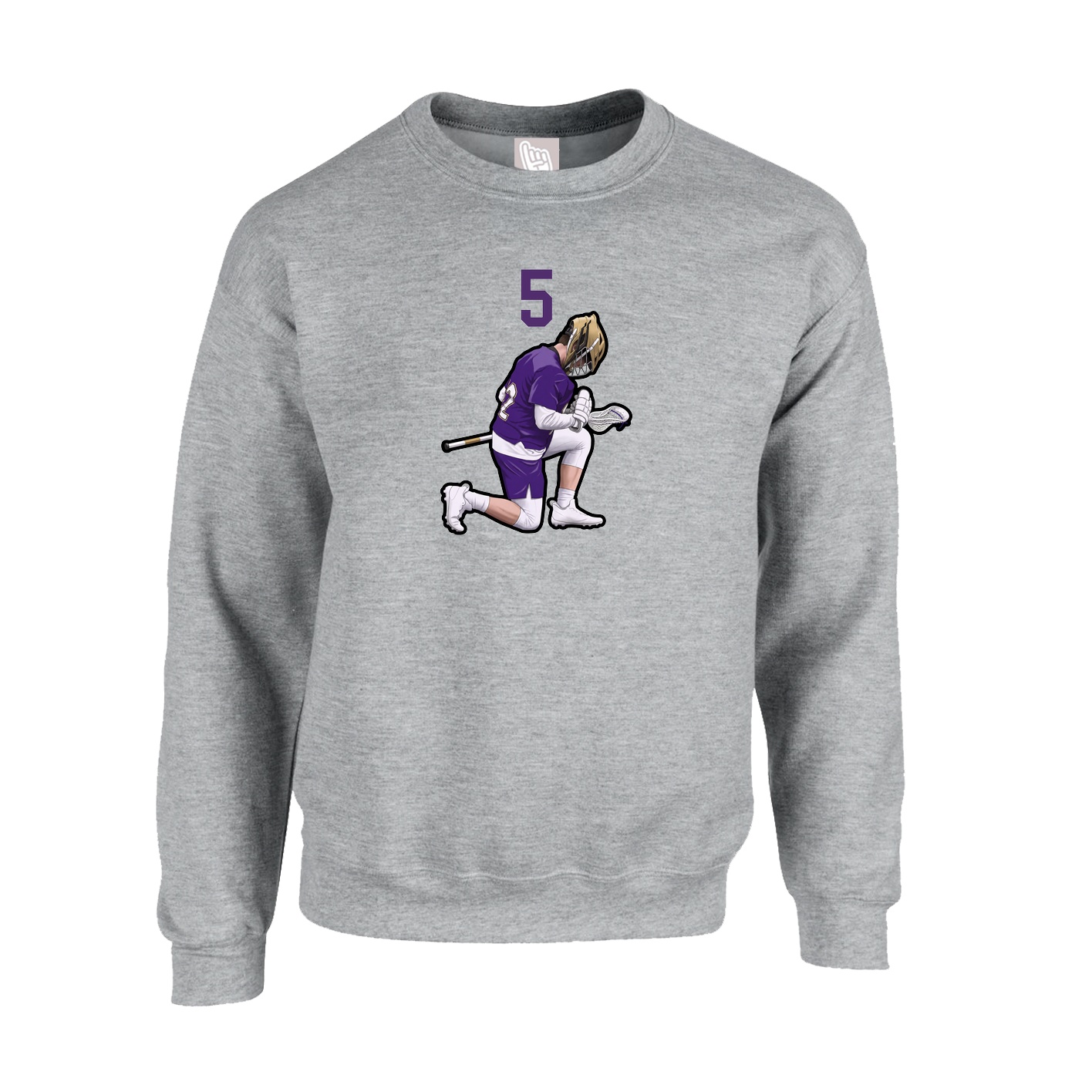 Fleece Crew — Number Top in Grey
