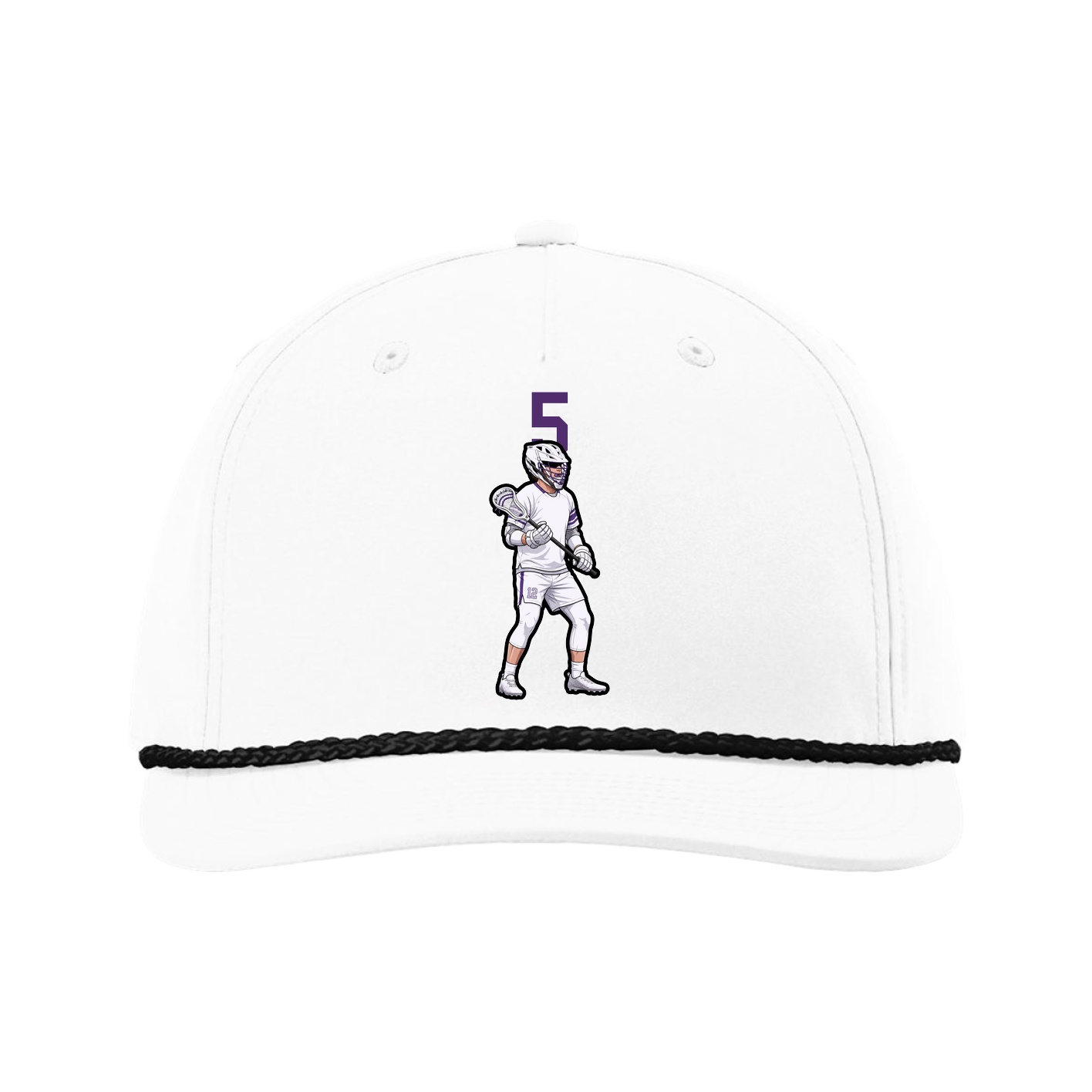 Five-Panel Classic Rope Cap — Number Top in White