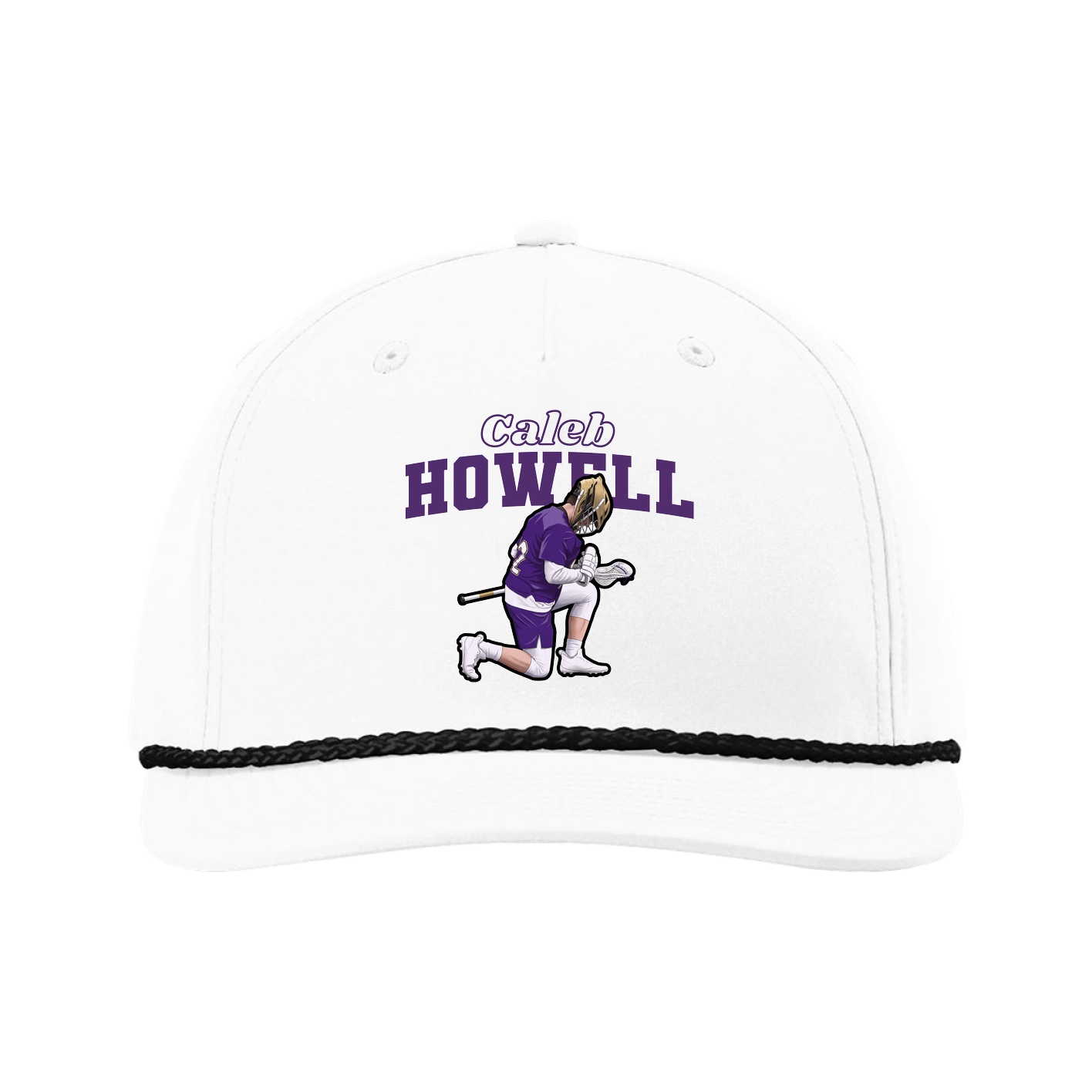Five-Panel Classic Rope Cap — Name Arch in White