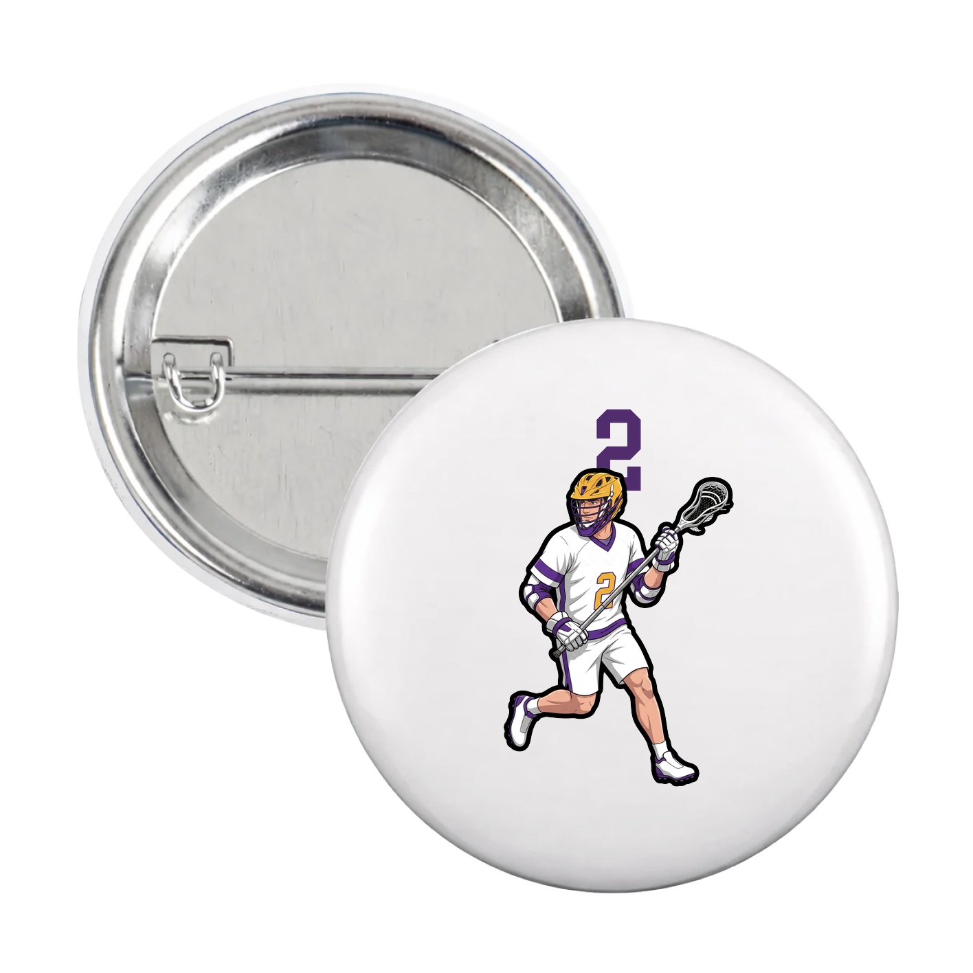 Game Day Button — Number Top in White