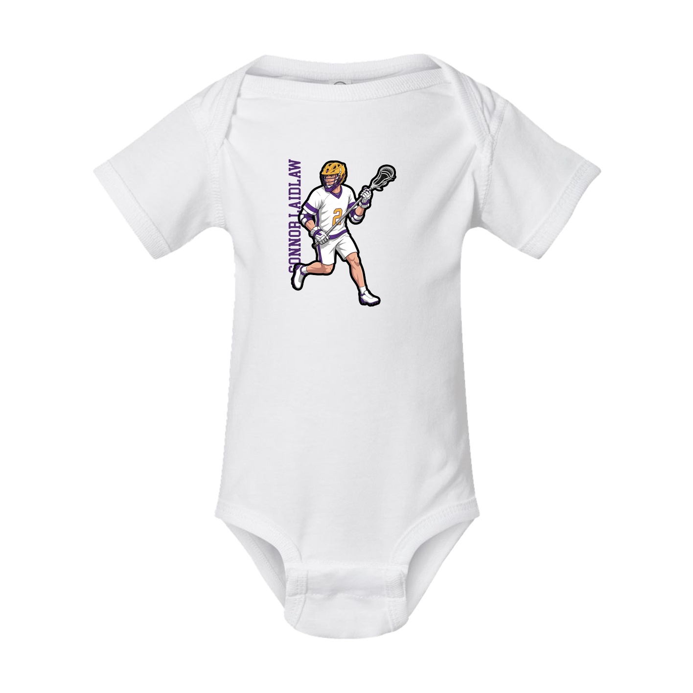 Baby Onesie — Name Vertical in White