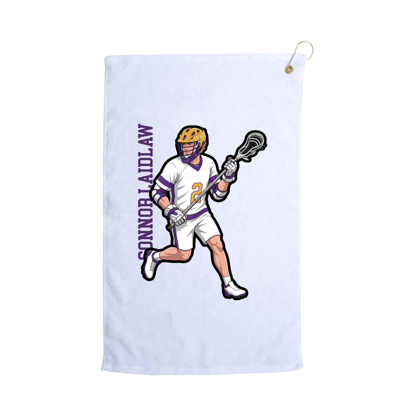 Golf Towel — Name Vertical in White