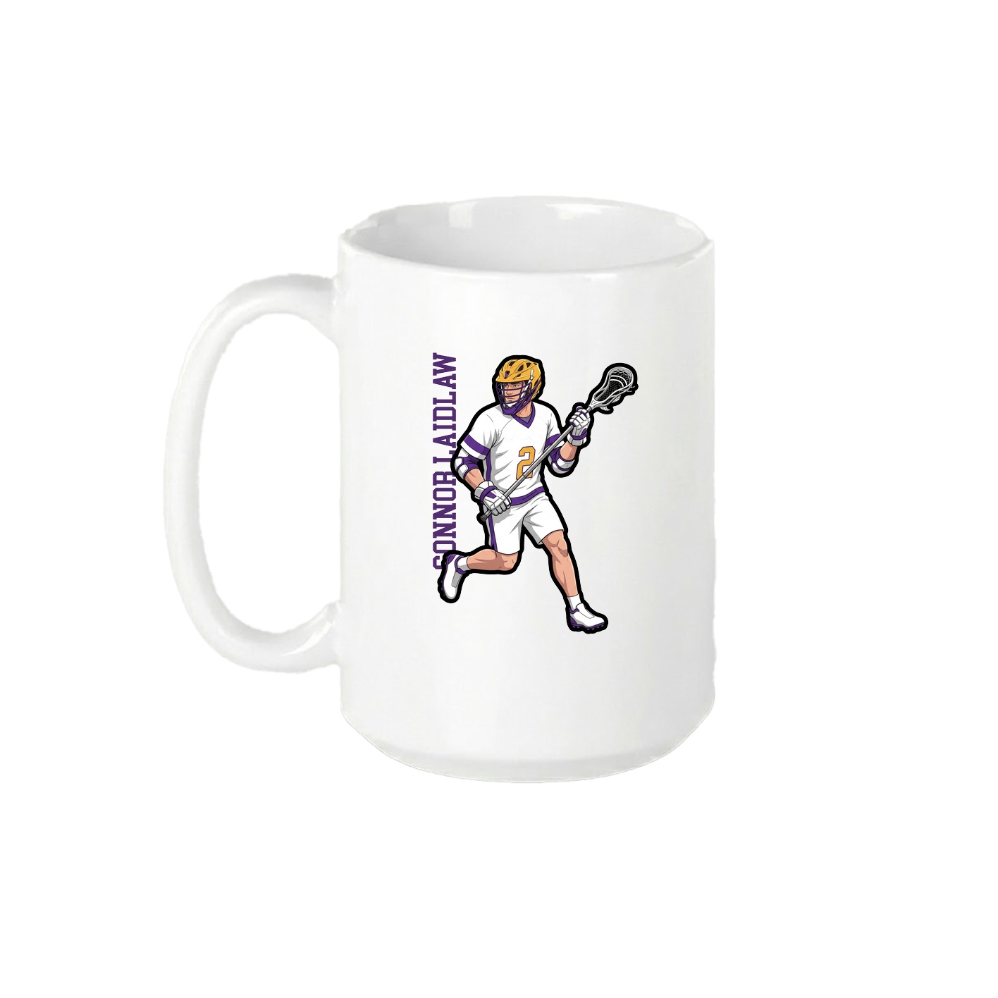 15oz Coffee Mug — Name Vertical in White