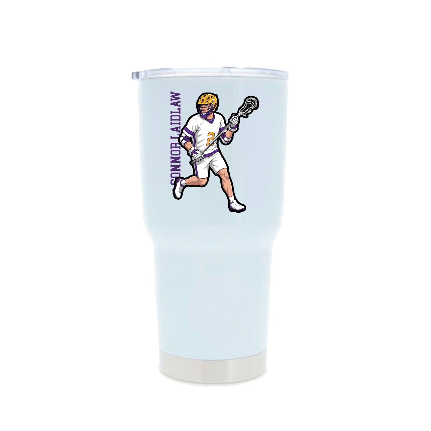 30oz Stainless Steel Tumbler — Name Vertical in White