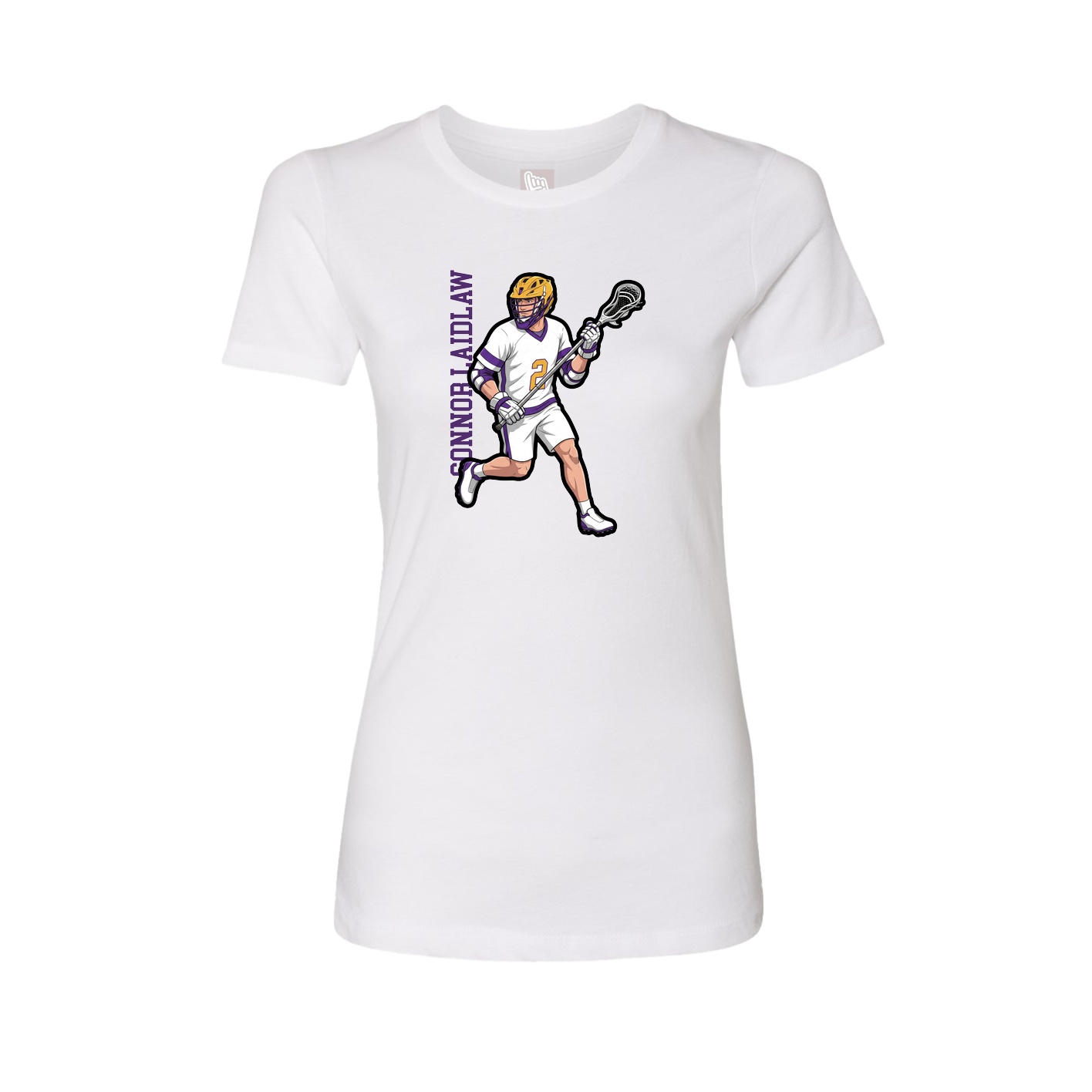 Fitted Women's Tee — Name Vertical in White