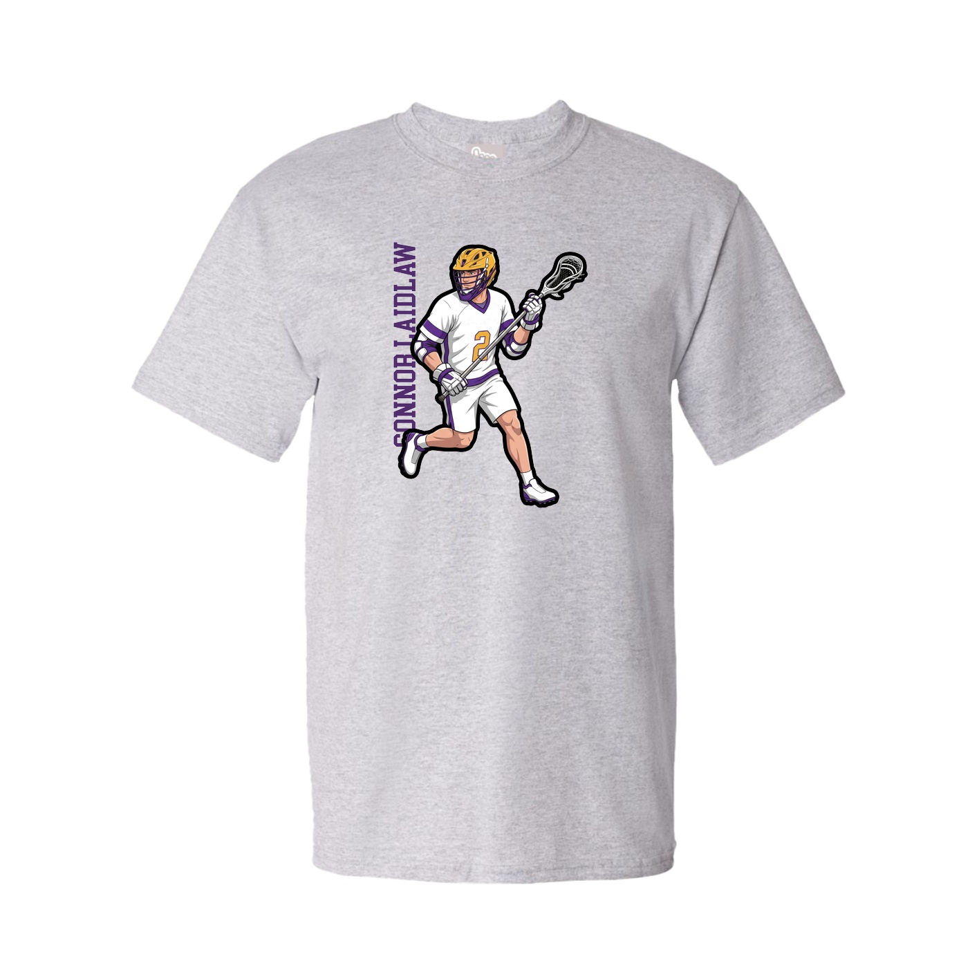 Youth Tee — Name Vertical in Grey
