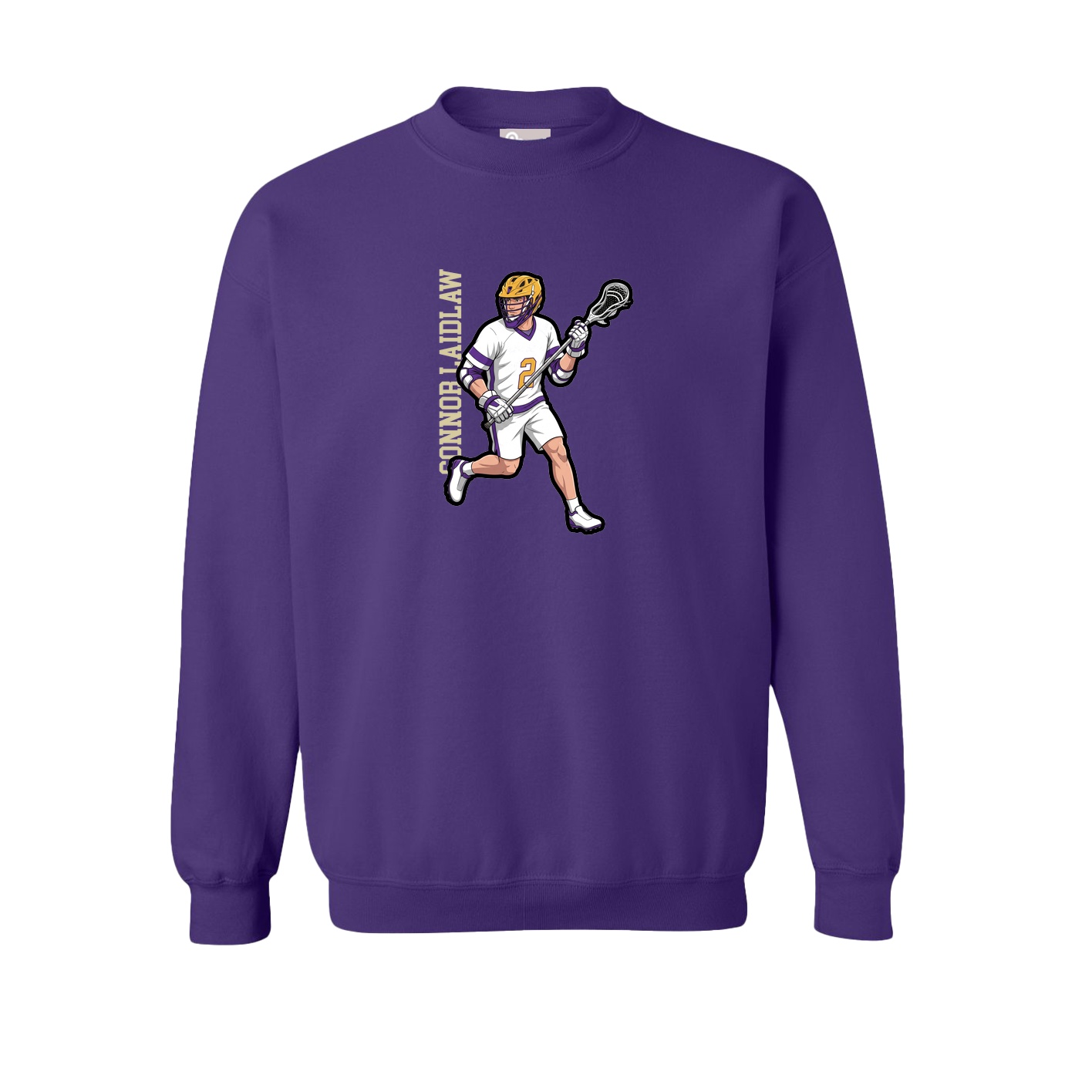 Fleece Crew — Name Vertical in Purple