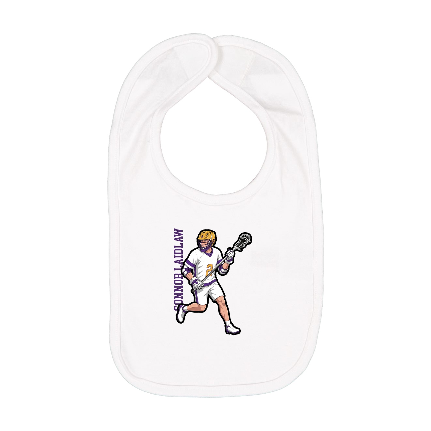 Infant Bib — Name Vertical in White