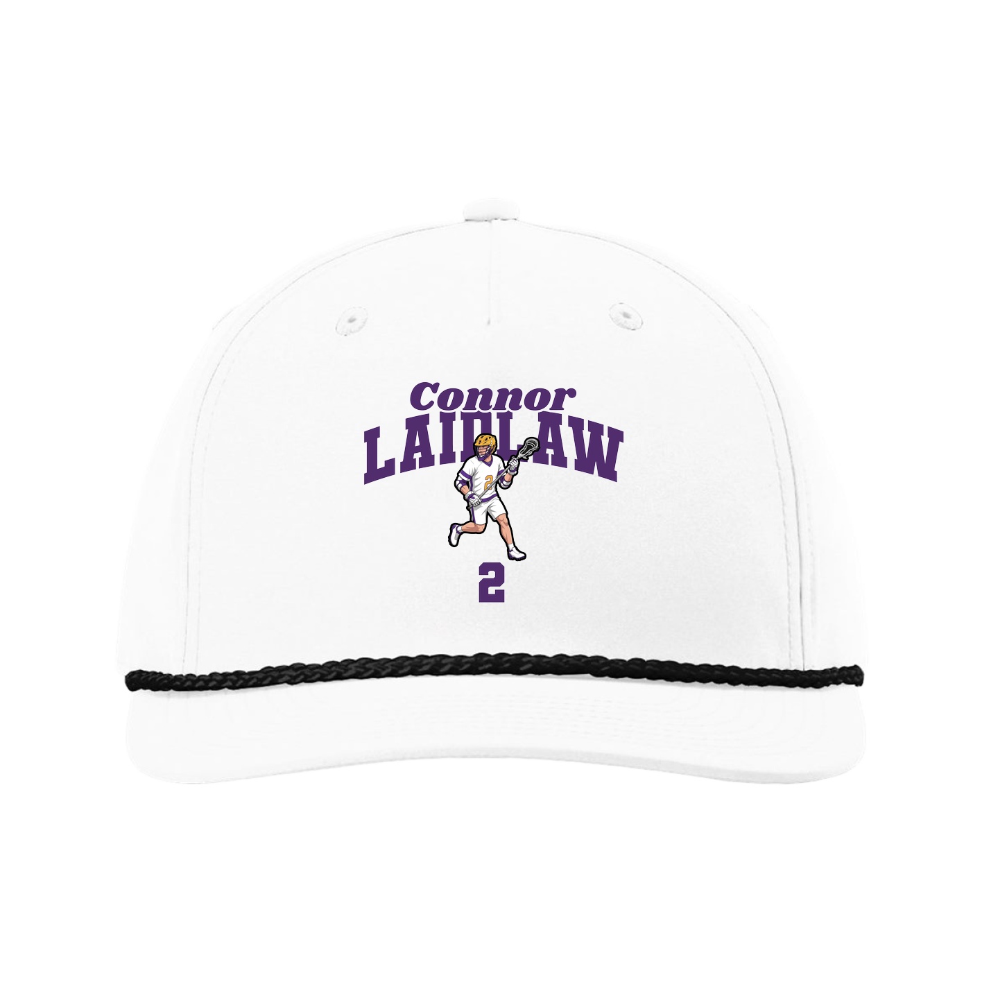Five-Panel Classic Rope Cap — Signature Arch in White