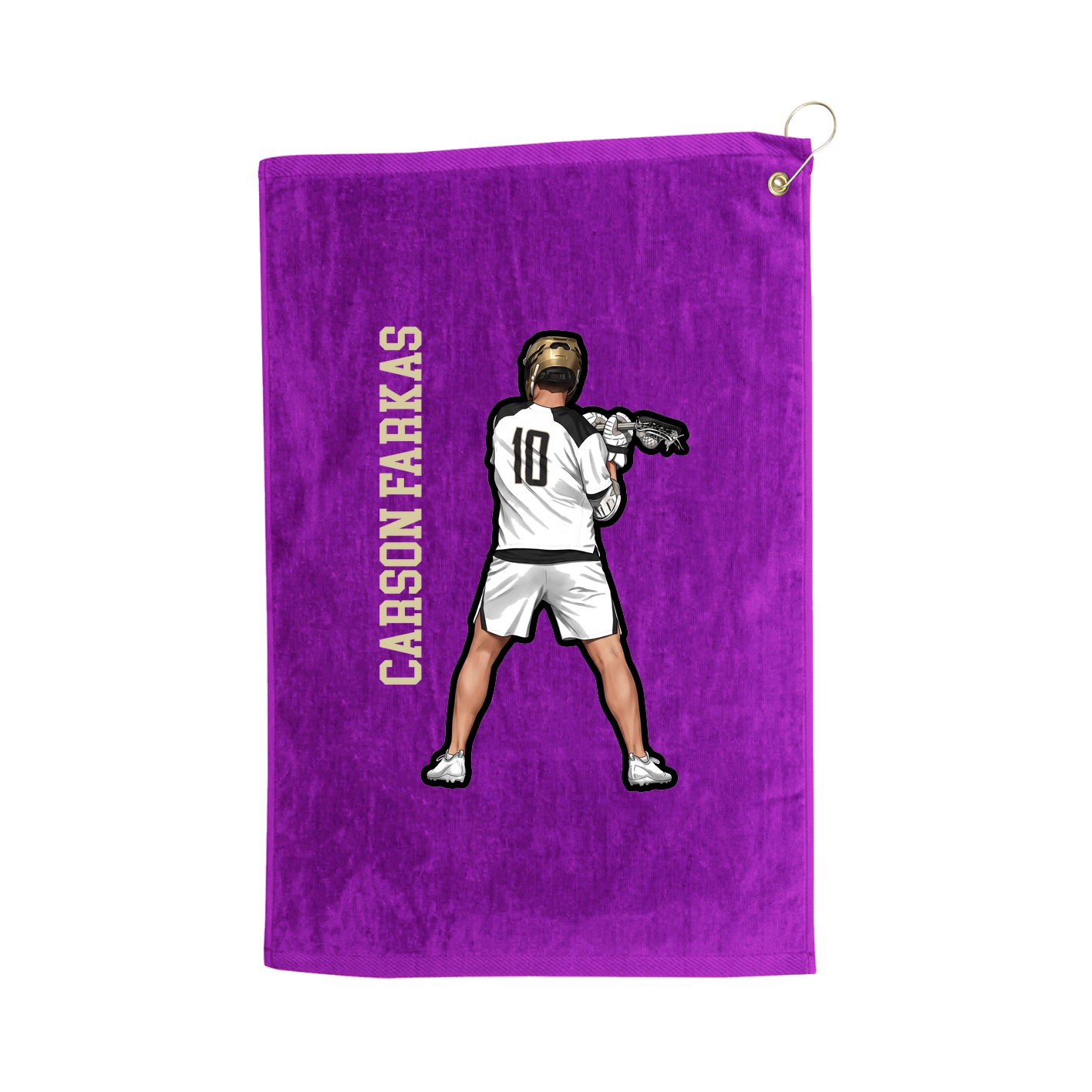 Golf Towel — Name Vertical in Purple
