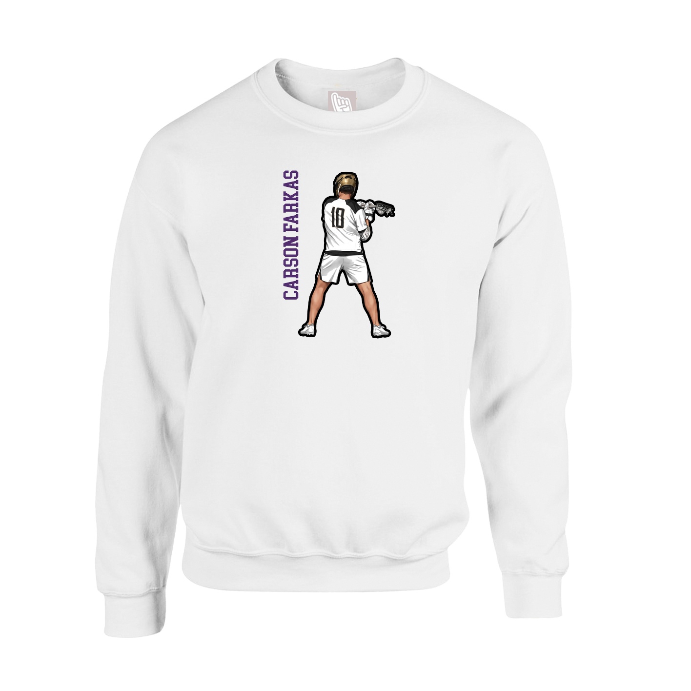 Fleece Crew — Name Vertical in White