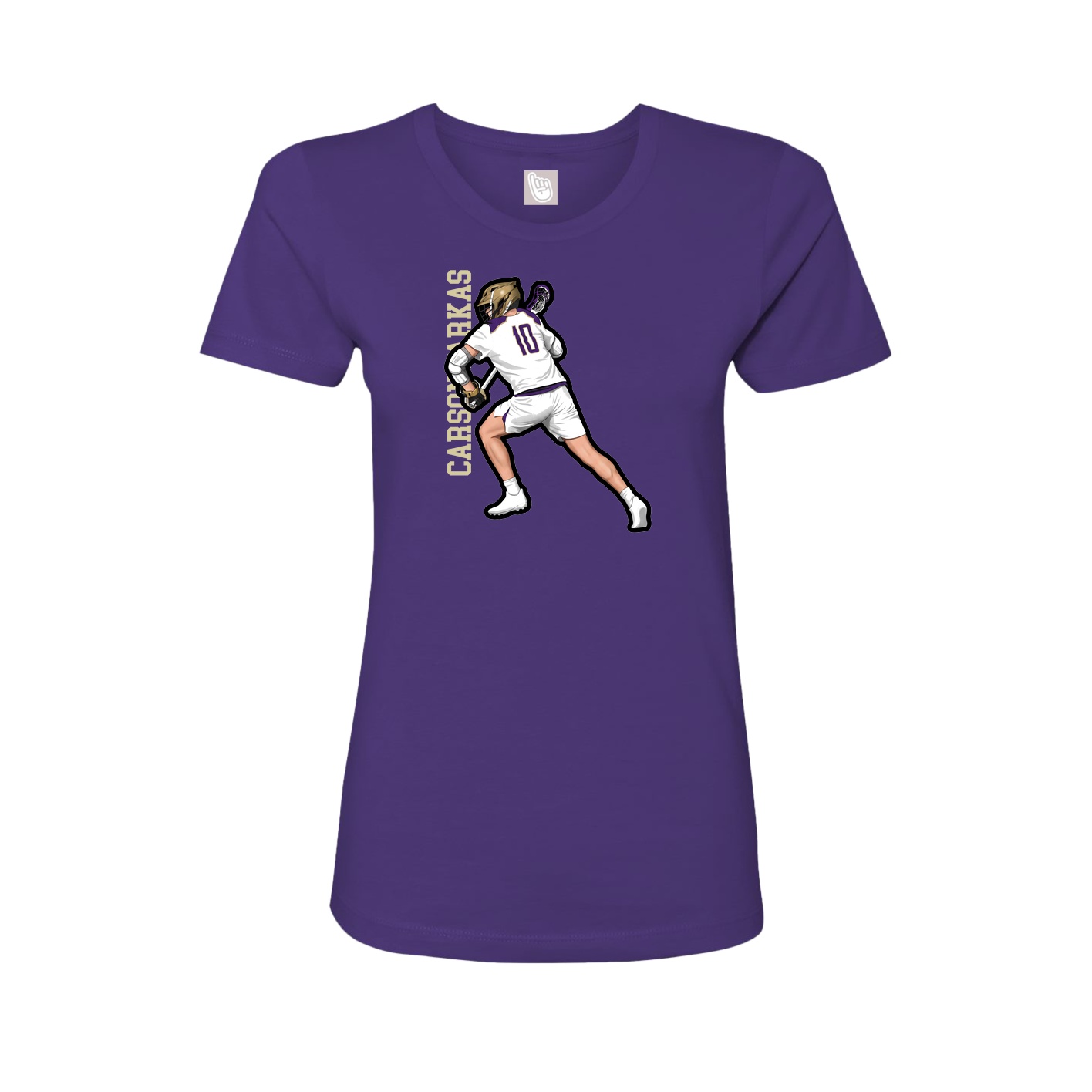 Fitted Women's Tee — Name Vertical in Purple