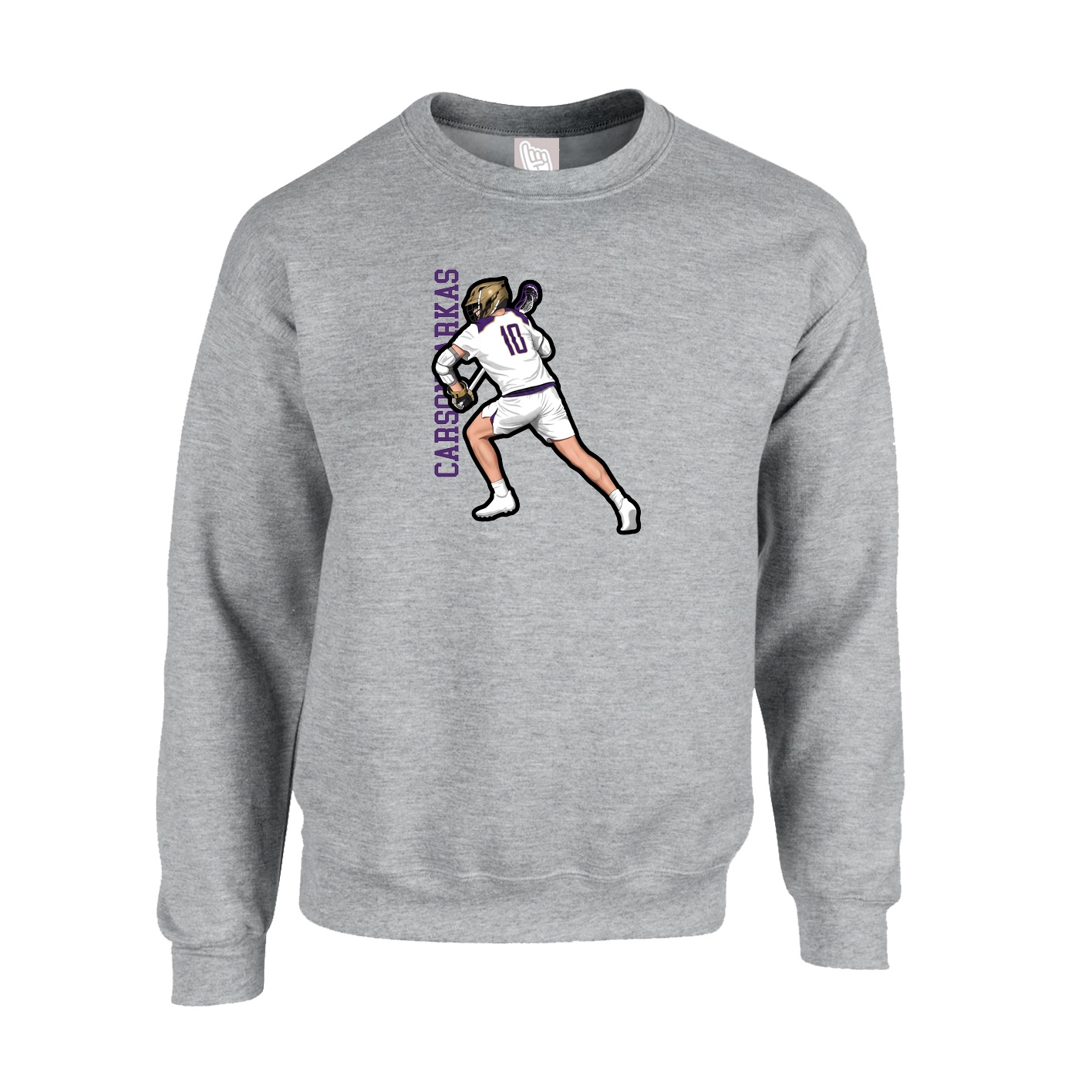 Fleece Crew — Name Vertical in Grey