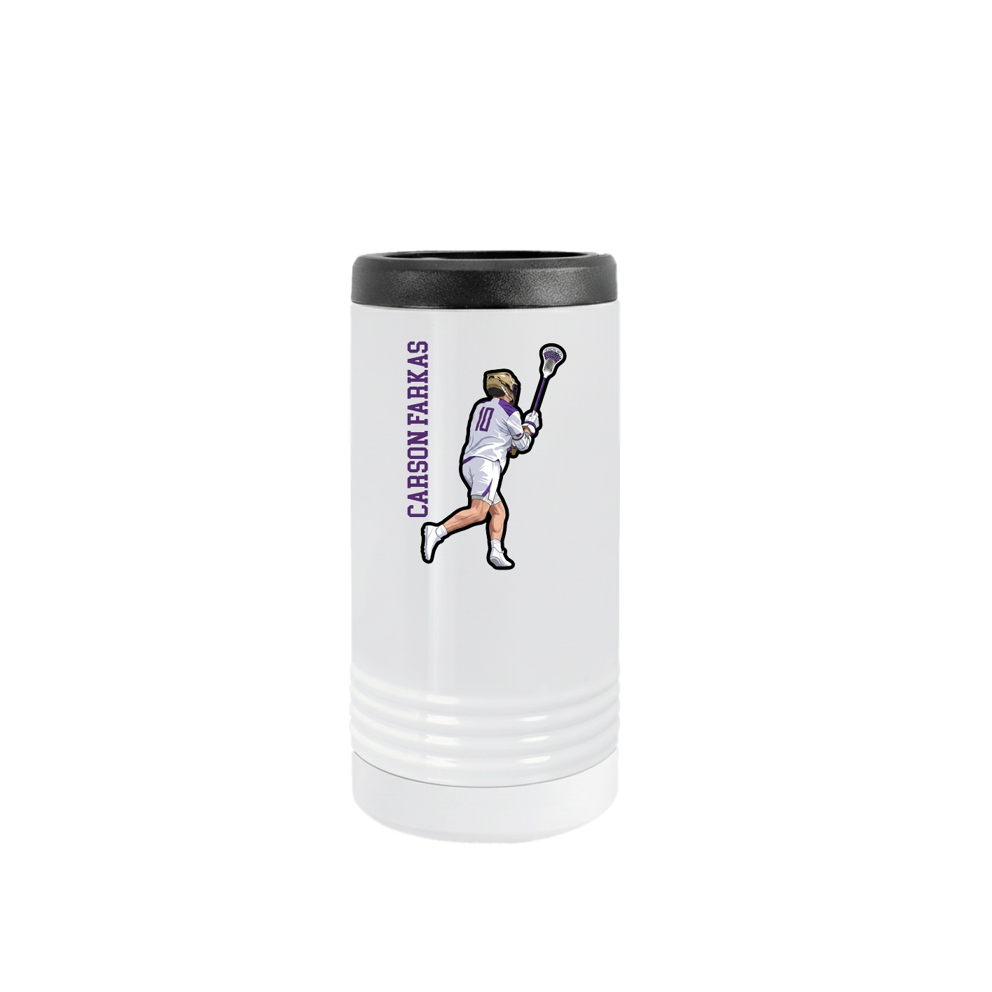 Slim Beverage Holder — Name Vertical in White