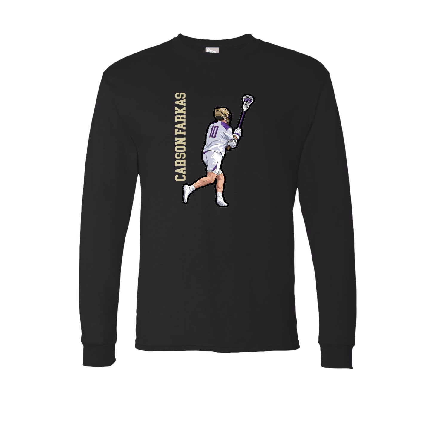 Long Sleeve Tee — Name Vertical in Black