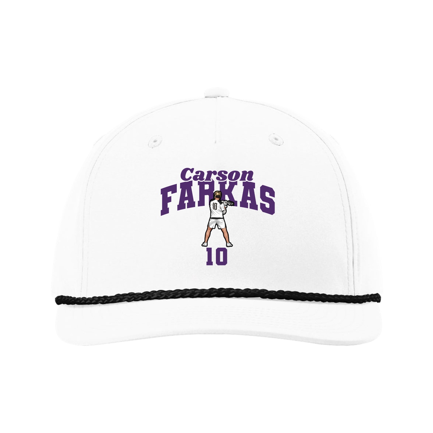 Five-Panel Classic Rope Cap — Signature Arch in White