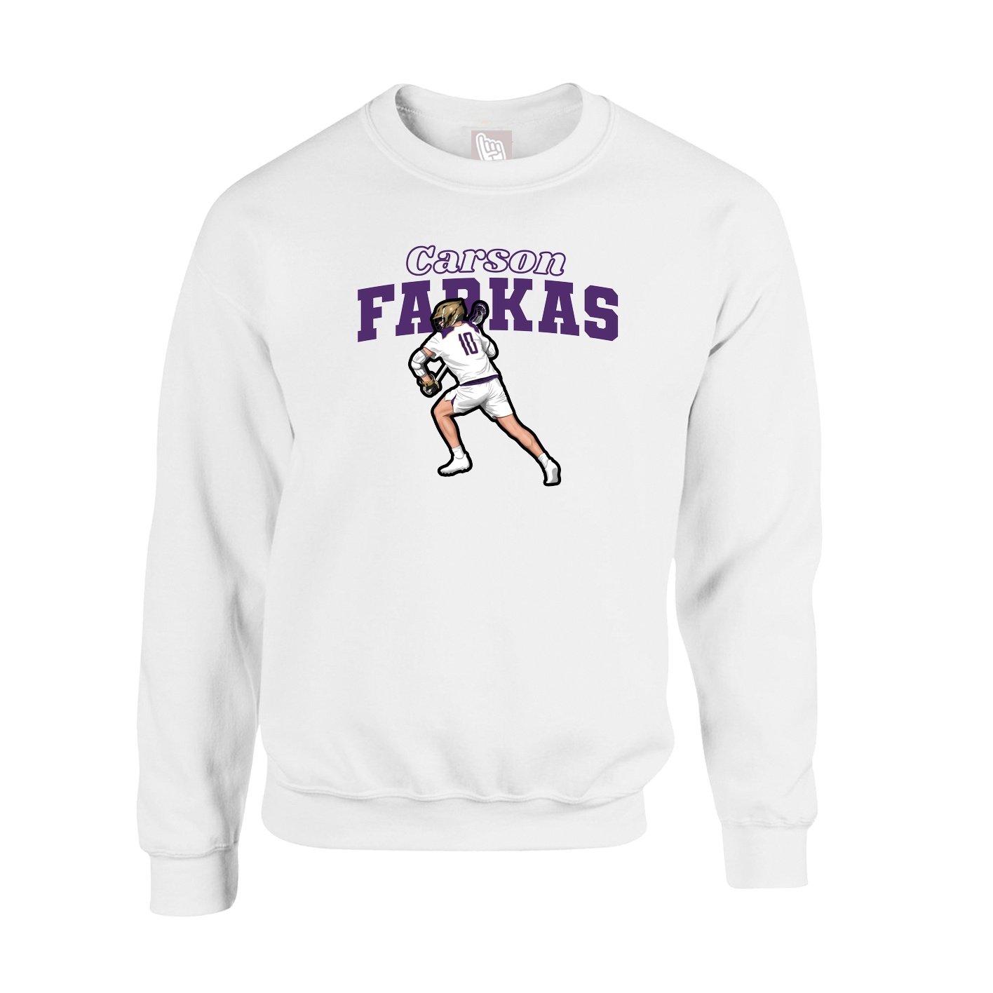 Fleece Crew — Name Arch in White