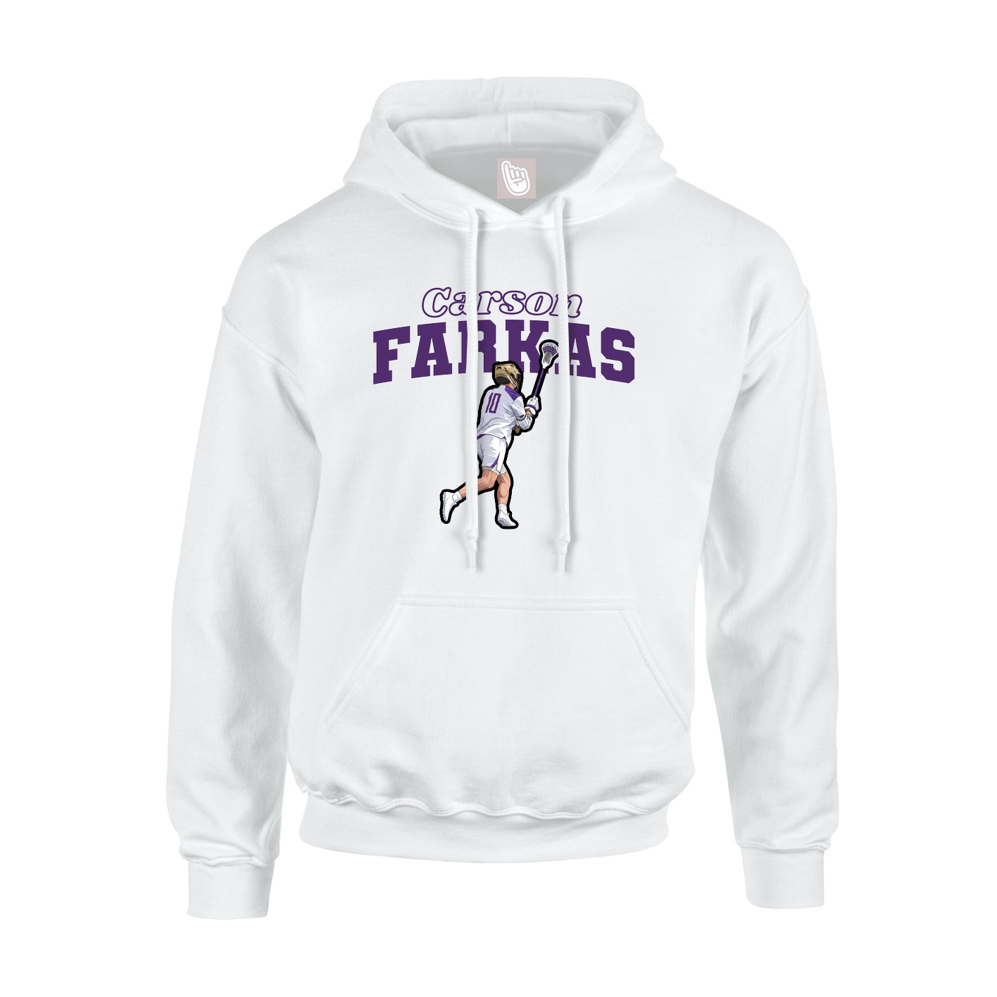 Youth Hoodie — Name Arch in White