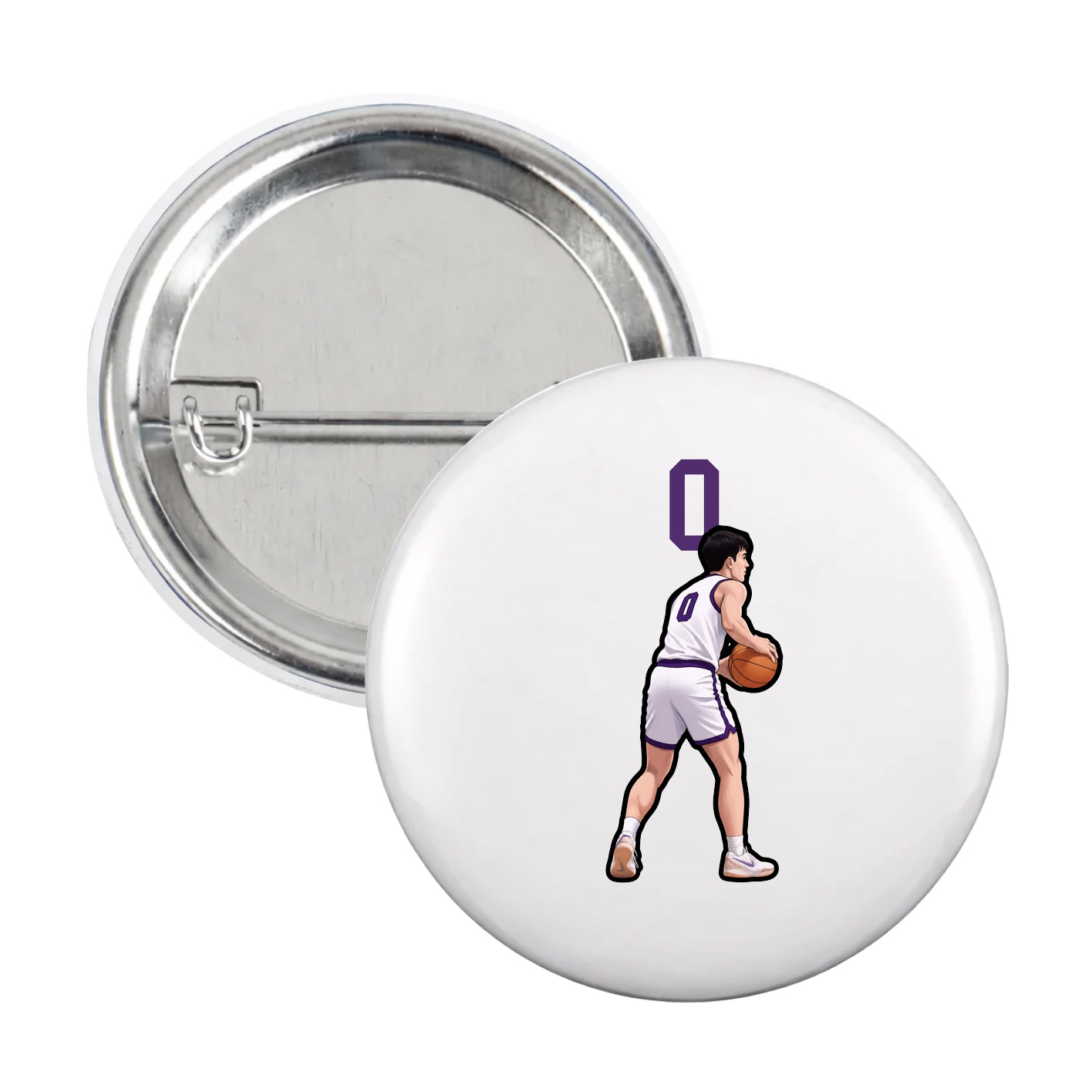 Game Day Button — Number Top in White