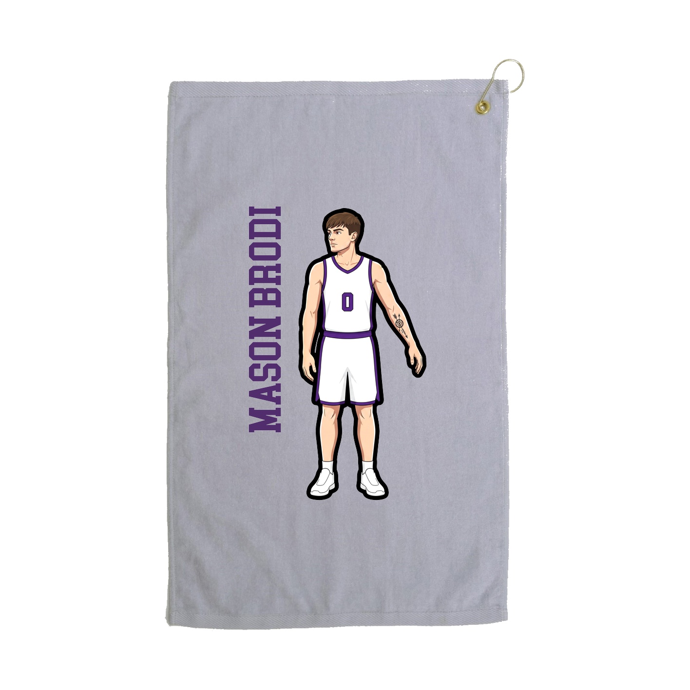 Golf Towel — Name Vertical in Grey