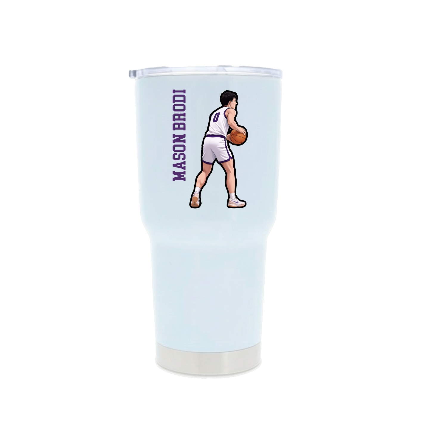 30oz Stainless Steel Tumbler — Name Vertical in White