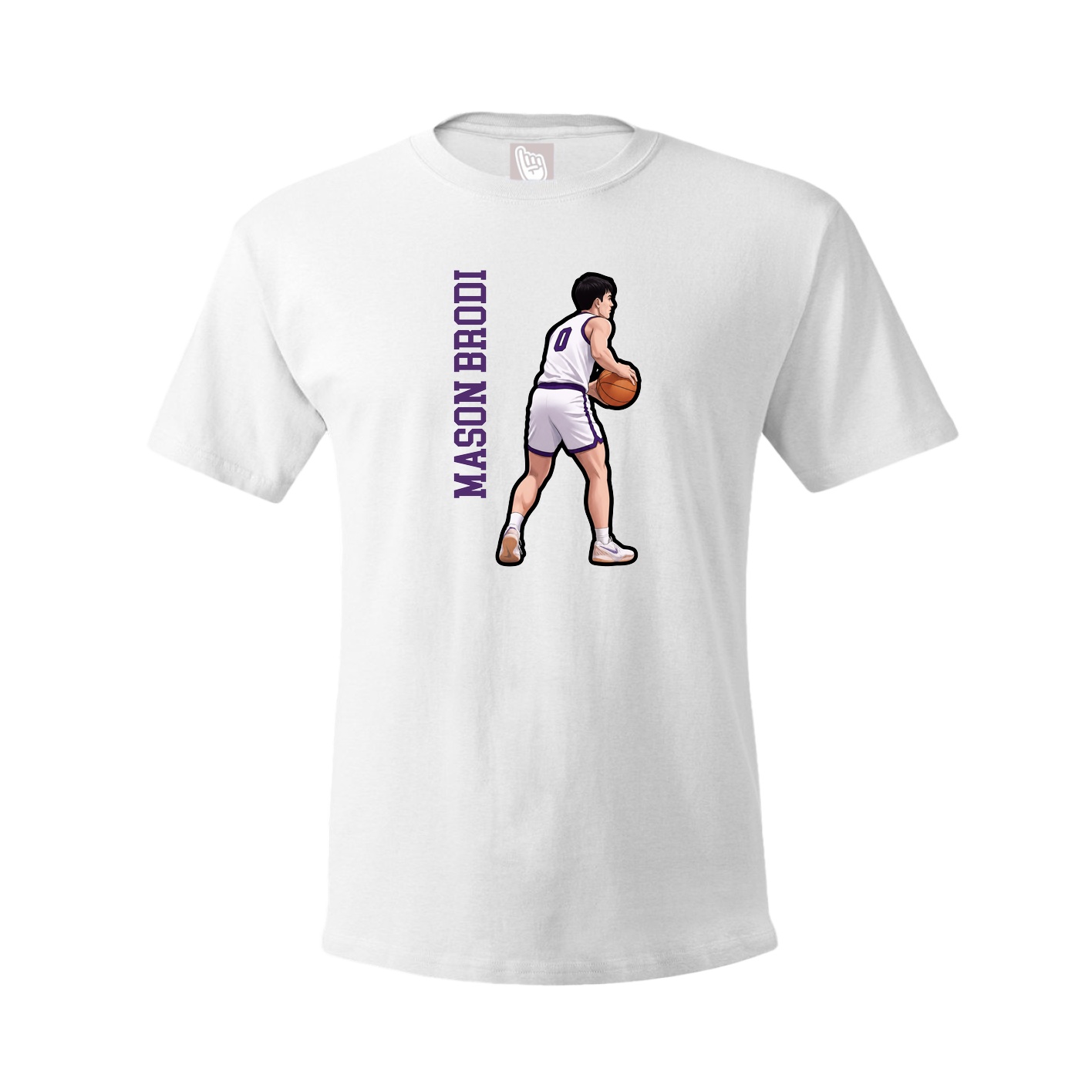 Youth Tee — Name Vertical in White