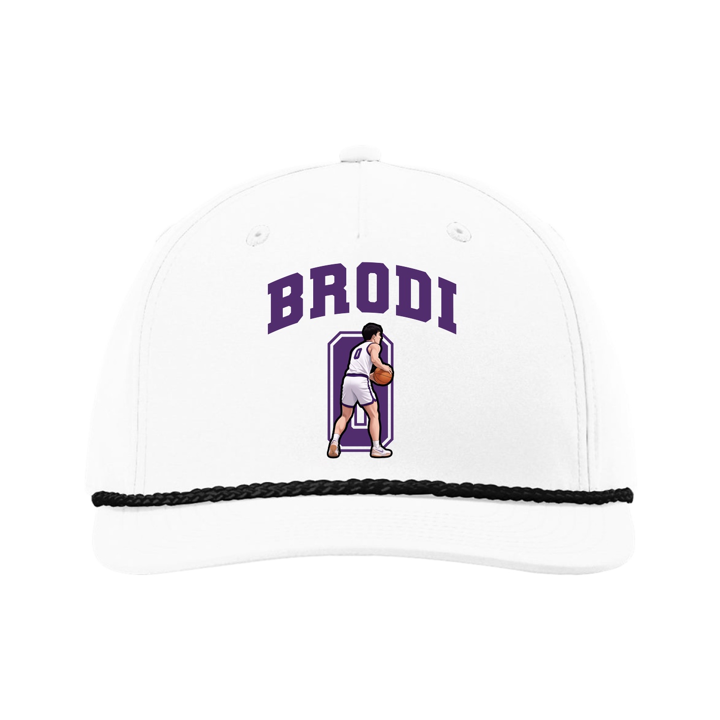Five-Panel Classic Rope Cap — Number in White