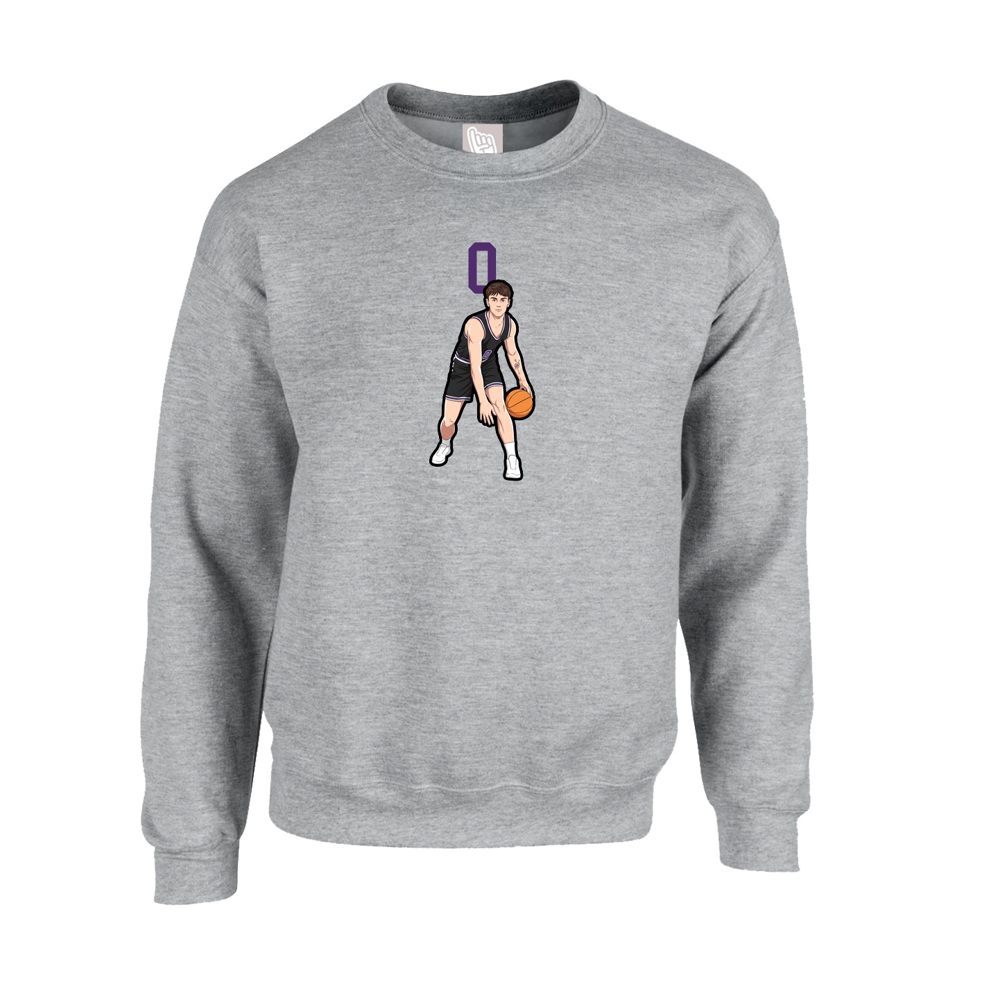Fleece Crew — Number Top in Grey