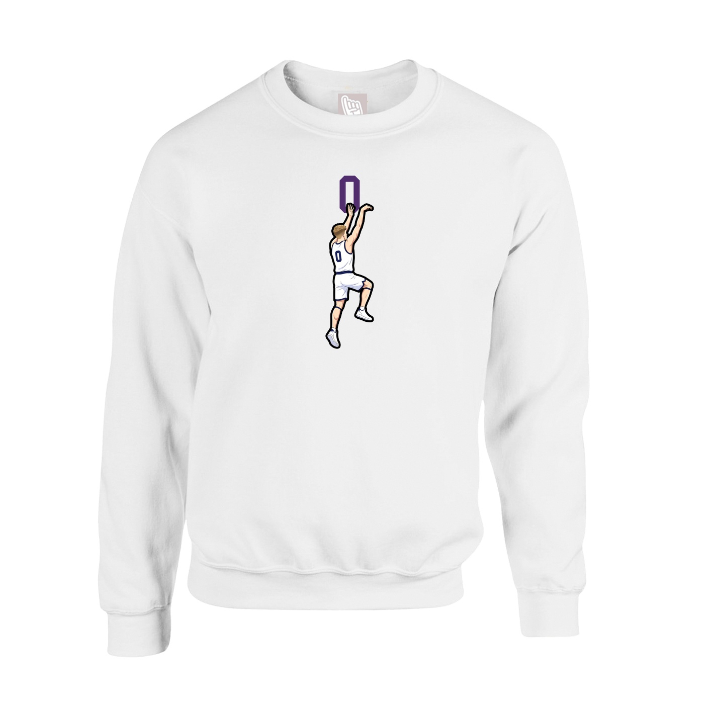 Fleece Crew — Number Top in White