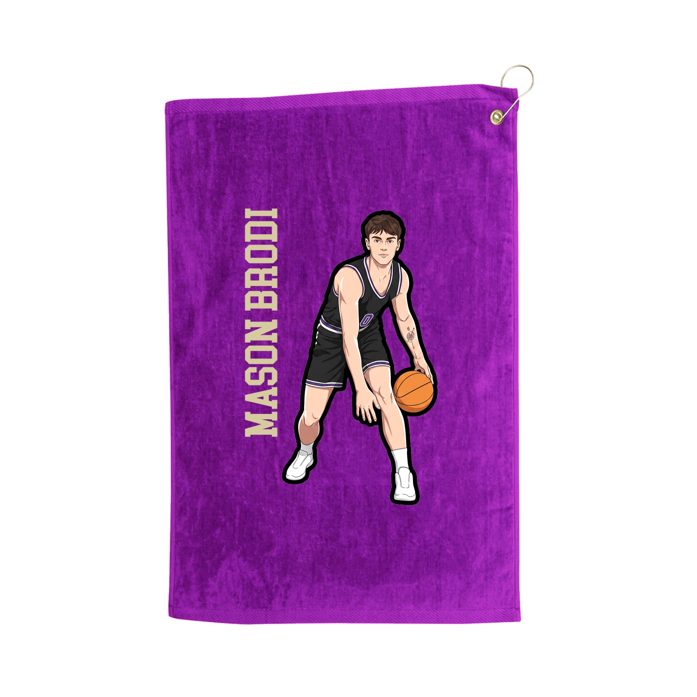 Golf Towel — Name Vertical in Purple