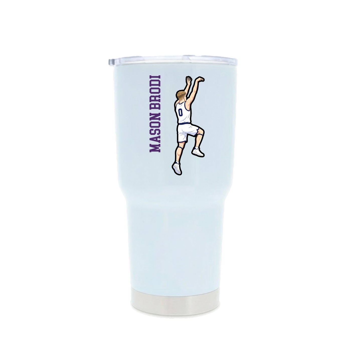 30oz Stainless Steel Tumbler — Name Vertical in White