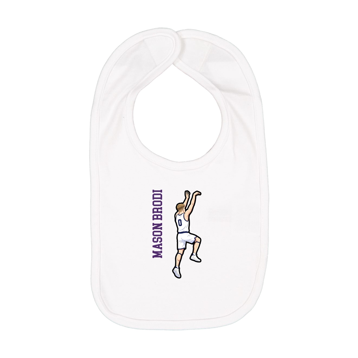 Infant Bib — Name Vertical in White