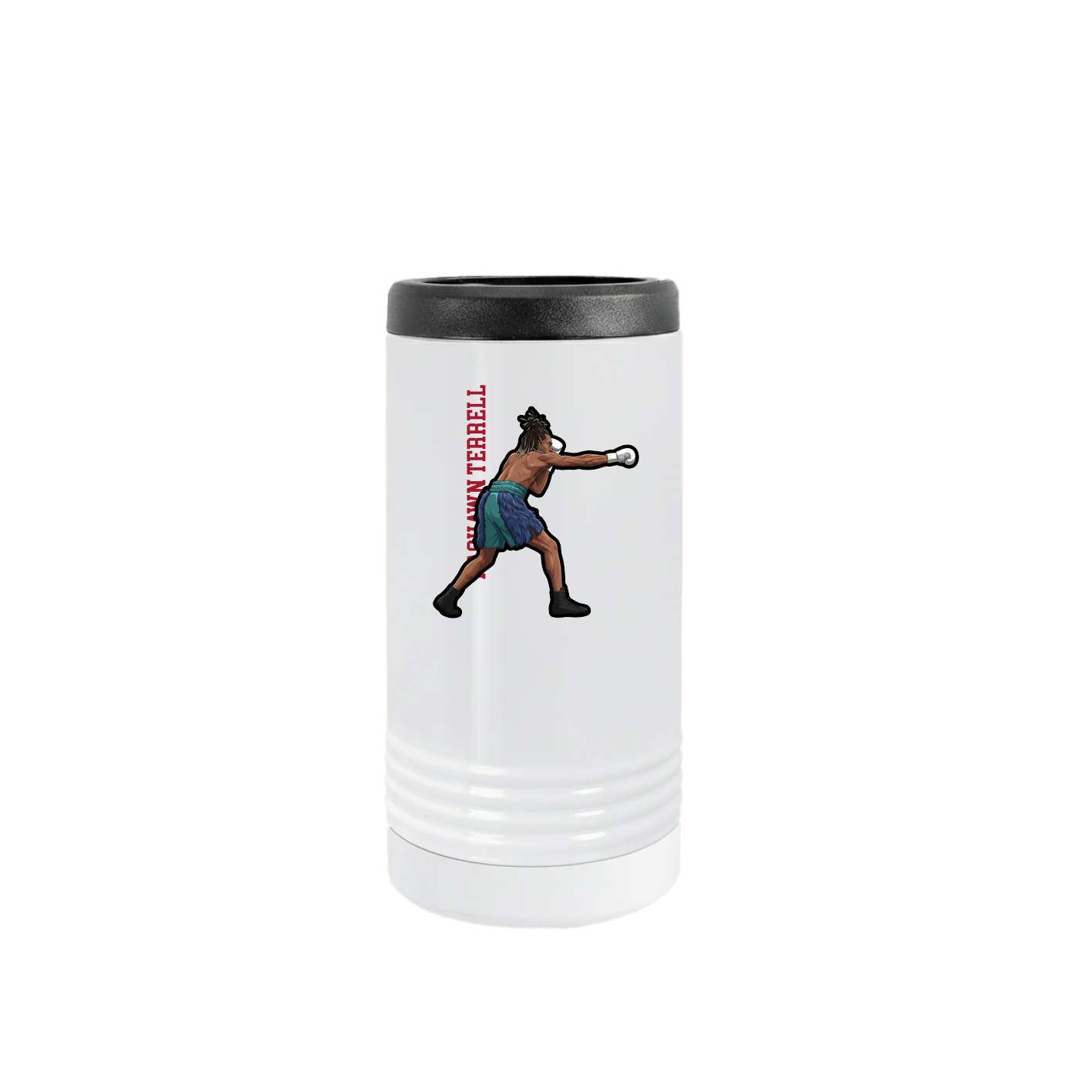 Slim Beverage Holder — Name Vertical in White