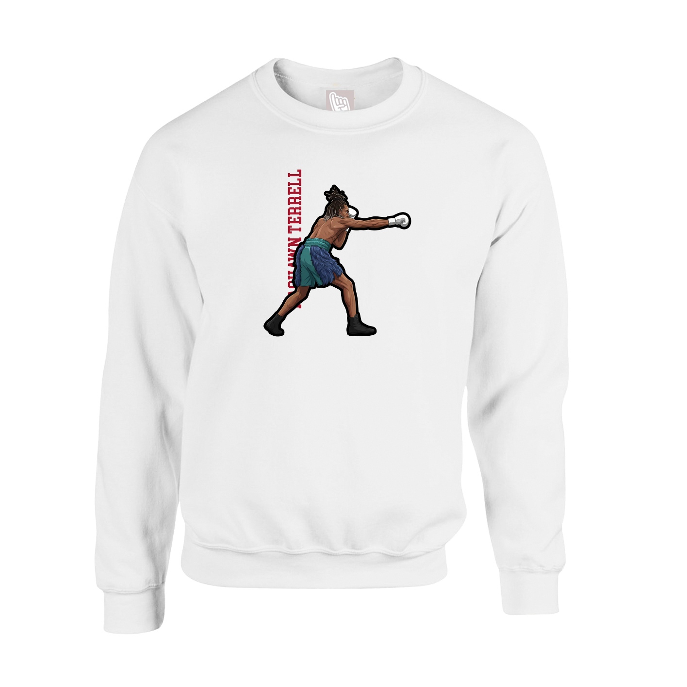 Fleece Crew — Name Vertical in White