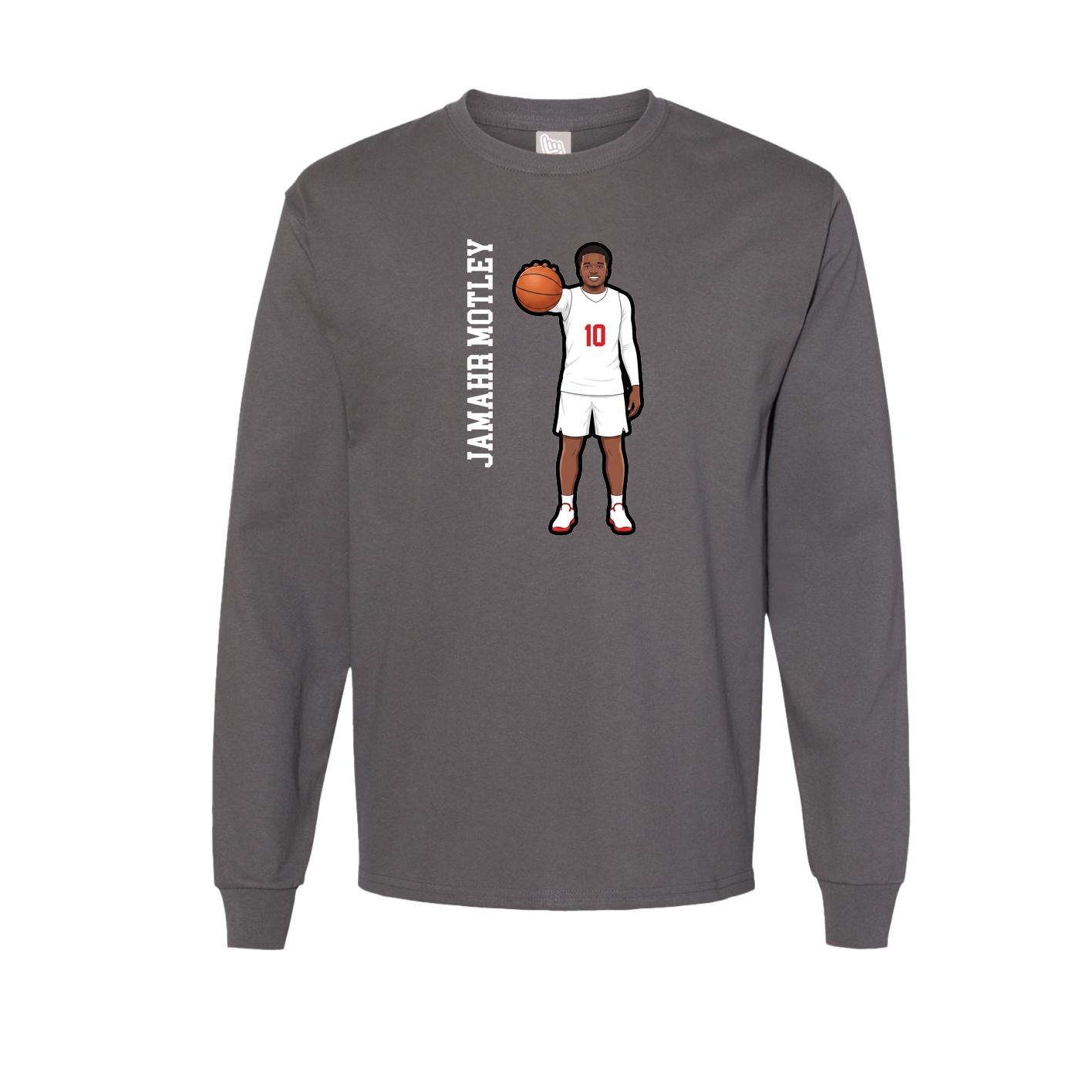 Long Sleeve Tee — Name Vertical in Grey