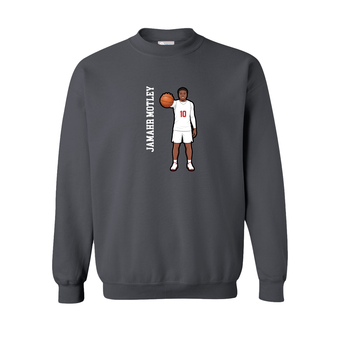 Fleece Crew — Name Vertical in Grey