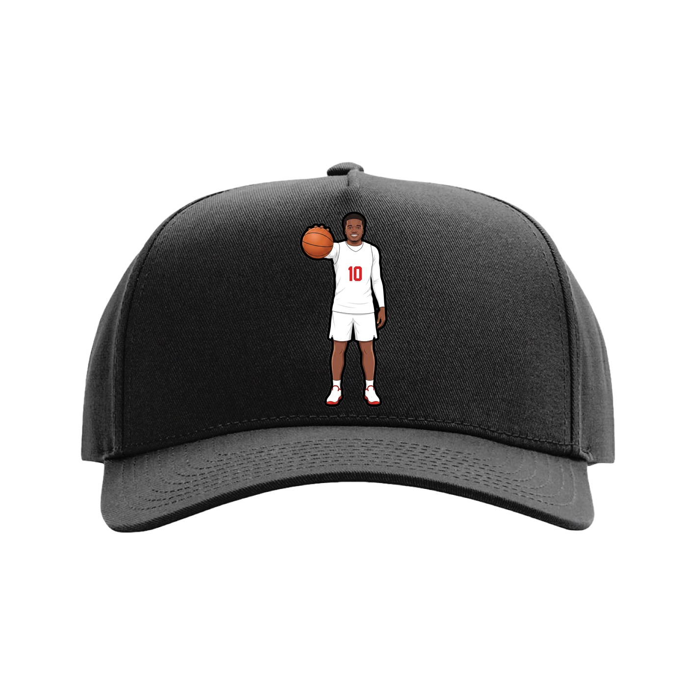 Full Fabric Five-Panel Champ Cap — Name Vertical in Black