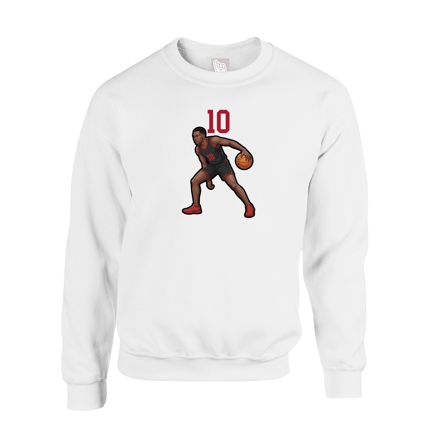 Fleece Crew — Number Top in White
