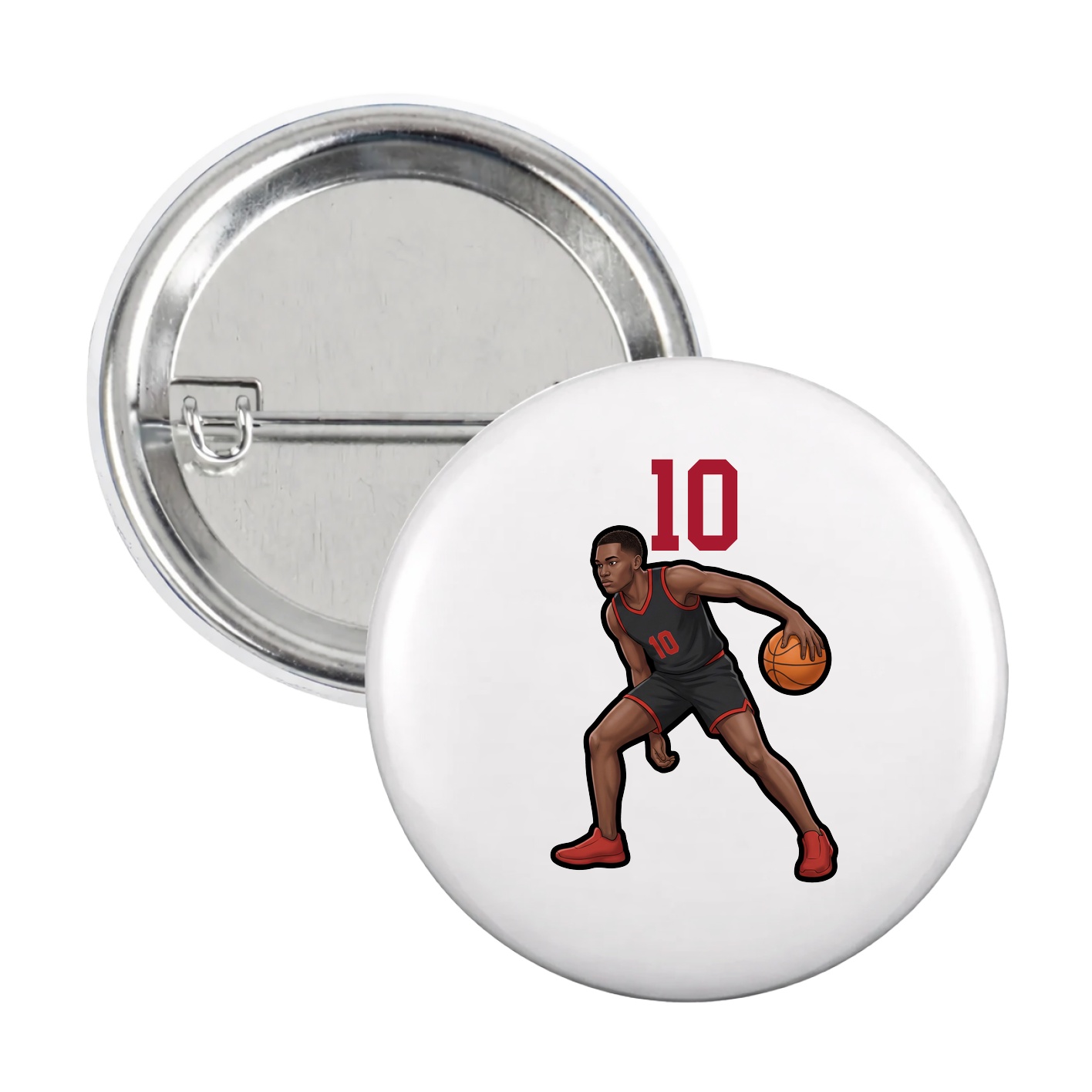 Game Day Button — Number Top in White
