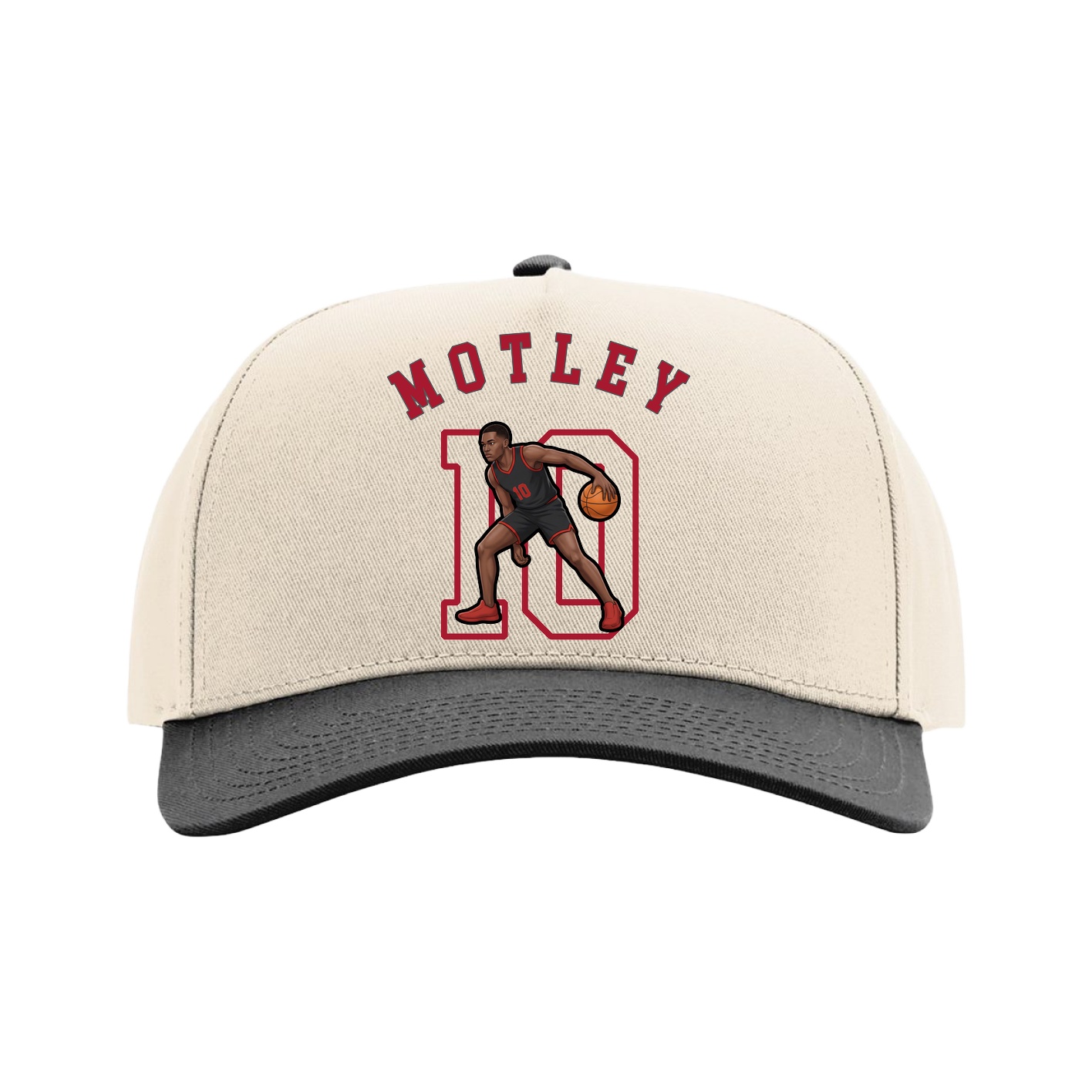 Full Fabric Five-Panel Champ Cap — Shirsey Arch in Cream/Black