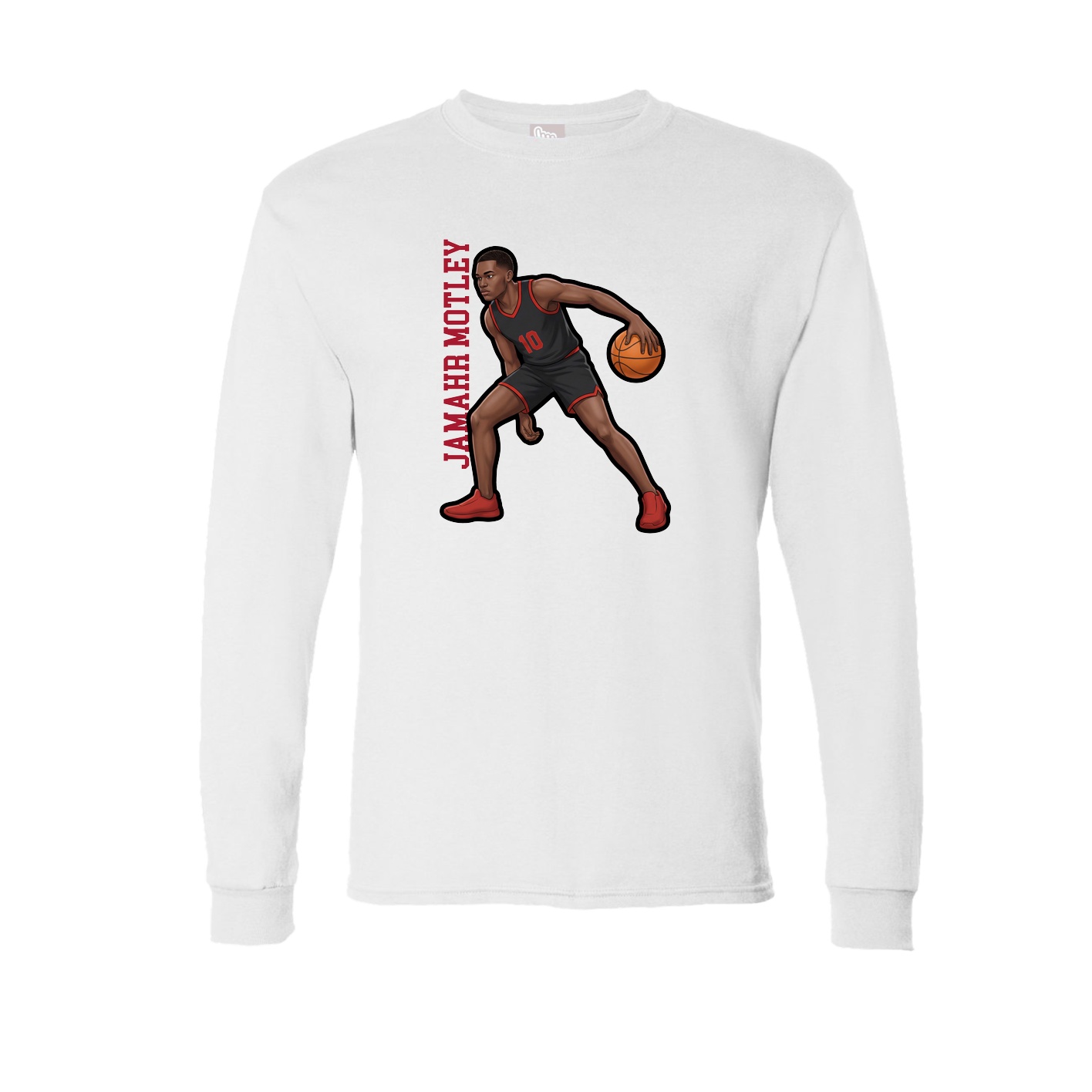Long Sleeve Tee — Name Vertical in White