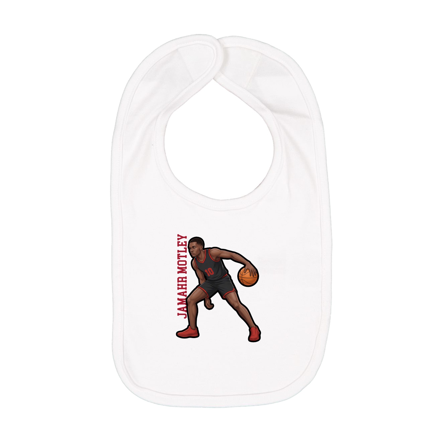 Infant Bib — Name Vertical in White