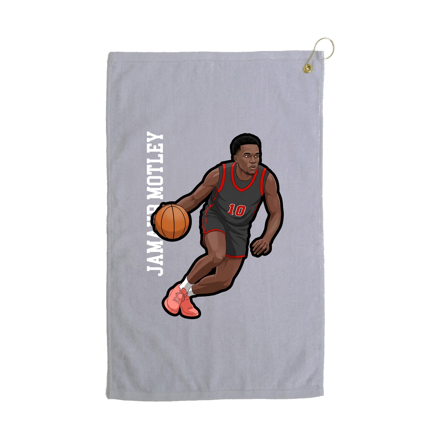 Golf Towel — Name Vertical in Grey