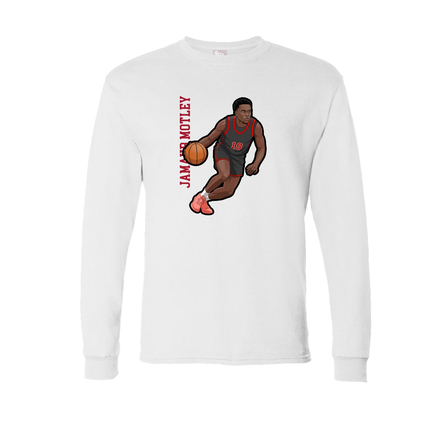 Long Sleeve Tee — Name Vertical in White