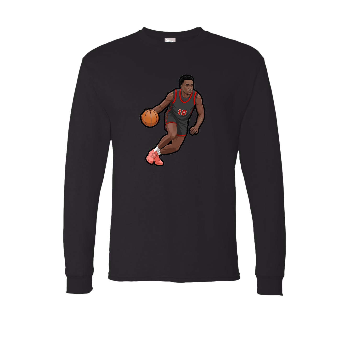 Long Sleeve Tee — Name Vertical in Black