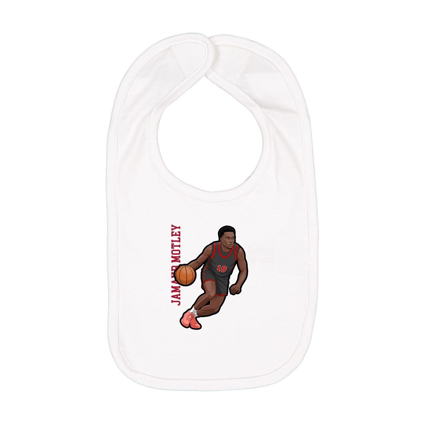 Infant Bib — Name Vertical in White