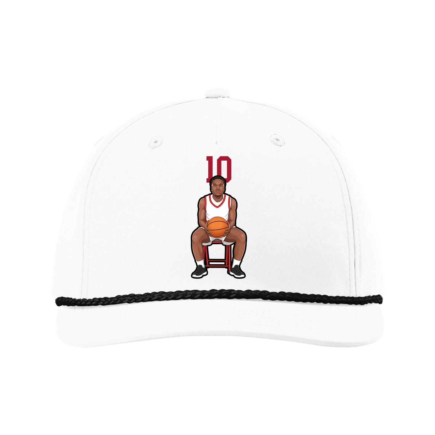 Five-Panel Classic Rope Cap — Number Top in White