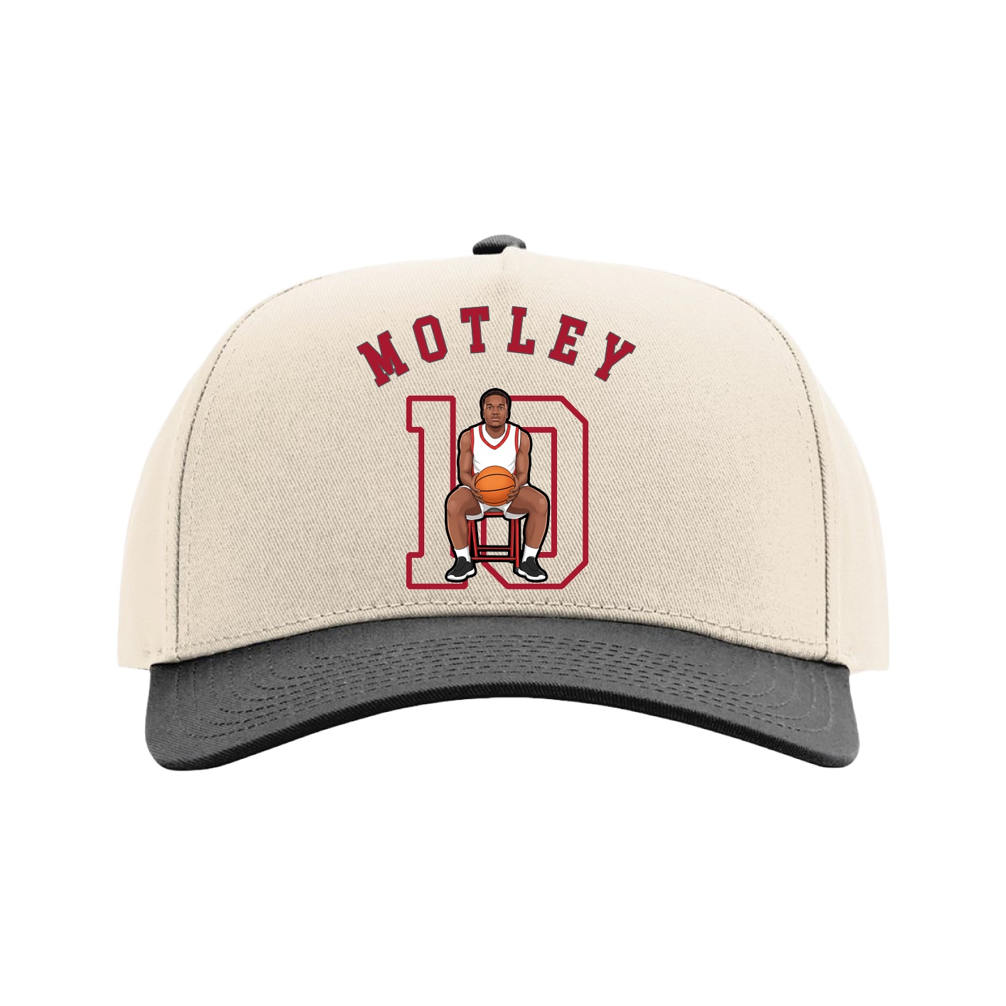 Full Fabric Five-Panel Champ Cap — Shirsey Arch in Cream/Black