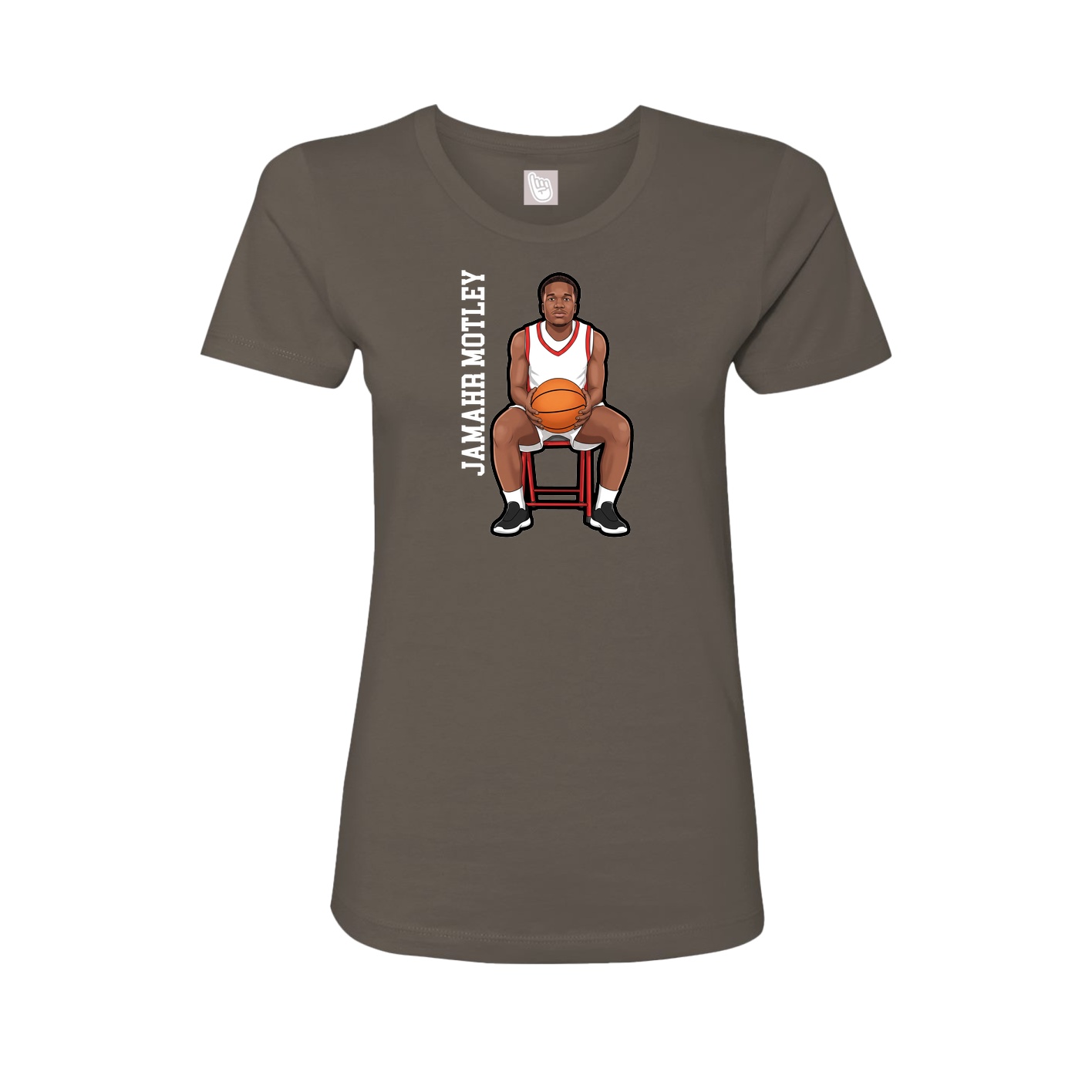 Womens Tee — Name Vertical in Grey