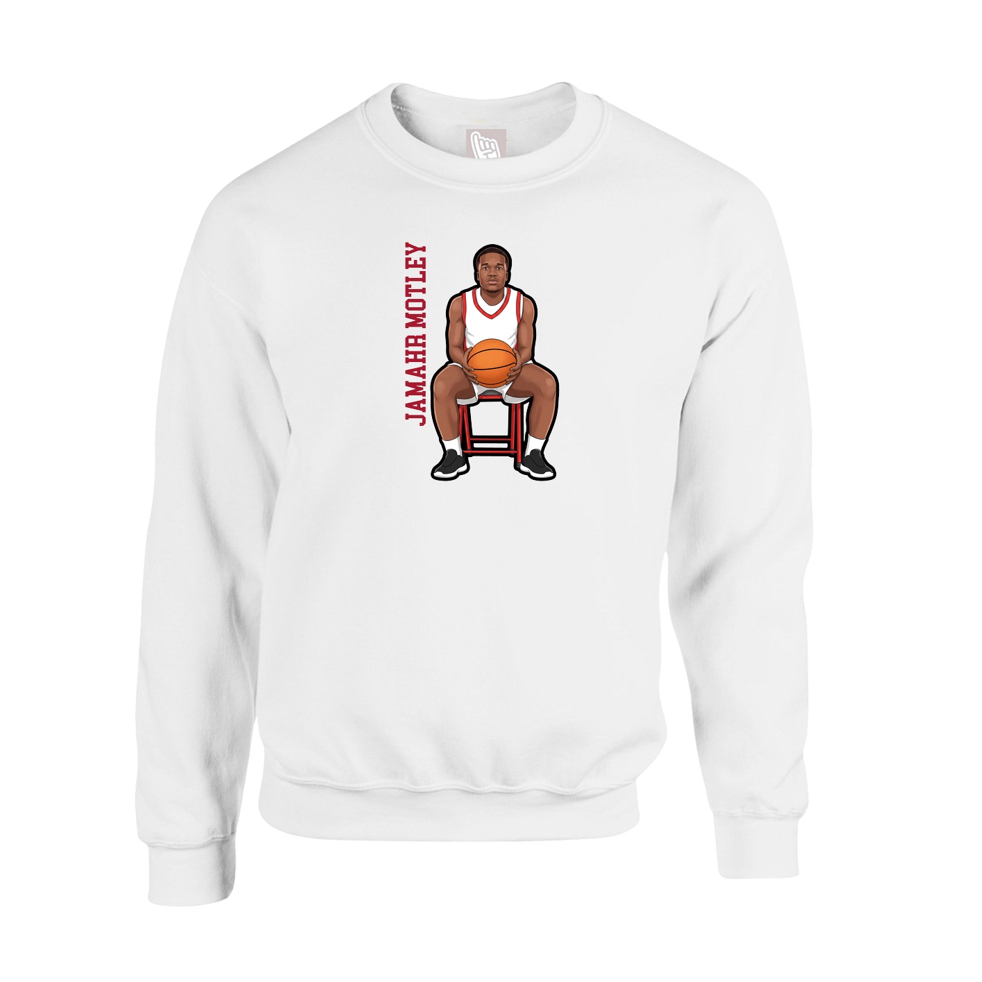 Fleece Crew — Name Vertical in White